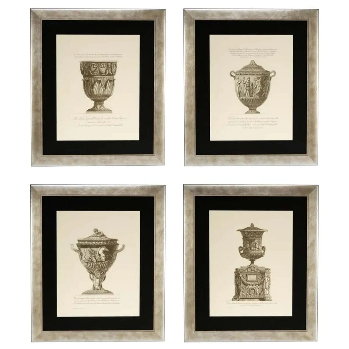 Eichholtz Prints Giovanni Battista – 4er Set in silberfarbenem Rahmen Wandbild Eichholtz