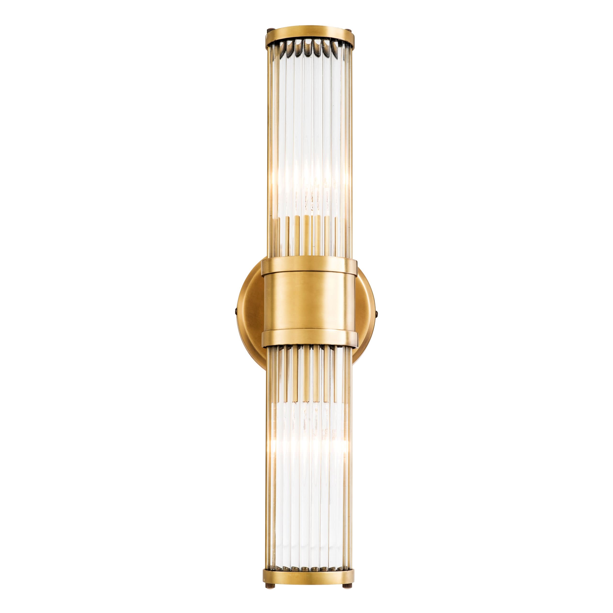Eichholtz Wandleuchte Claridges Double – Antik-Messing-Finish | Klarglas Wandlampe Eichholtz