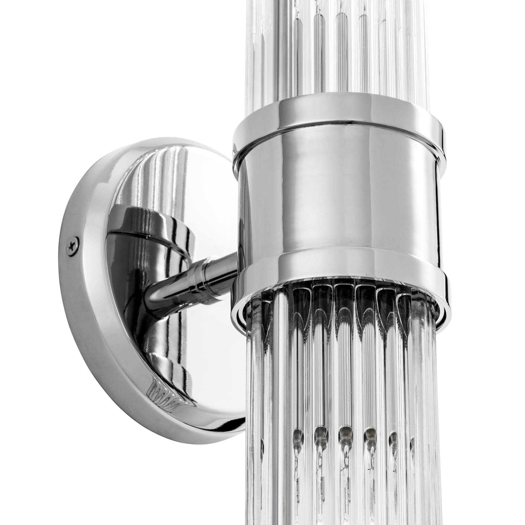 Eichholtz Wandleuchte Claridges Double – Nickel-Finish | Klarglas Wandlampe Eichholtz