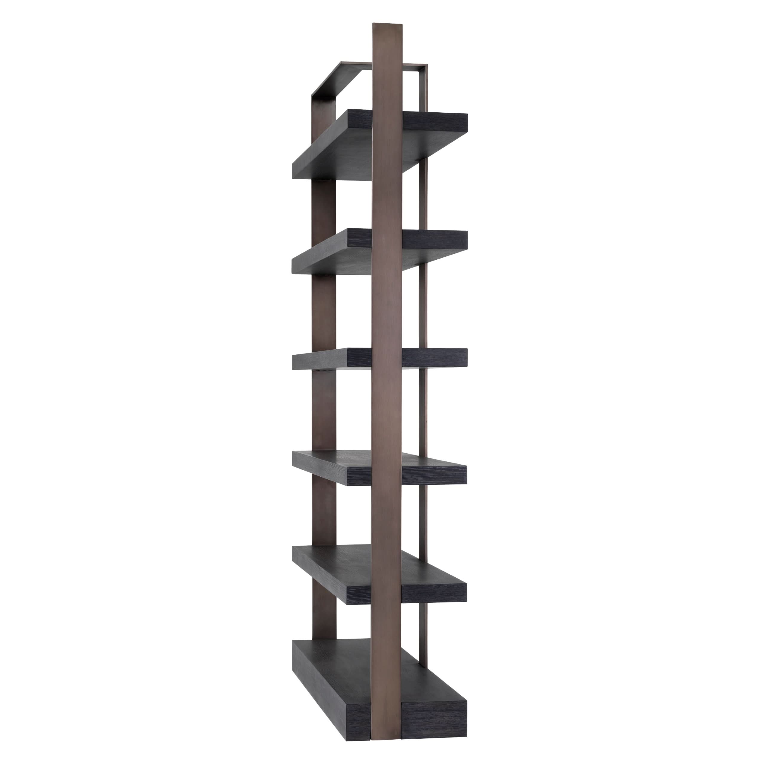 Eichholtz Kabinett Geo - Charcoal Grey Crown Oak Veneer | Medium Bronze Finish Offenes Regal Eichholtz