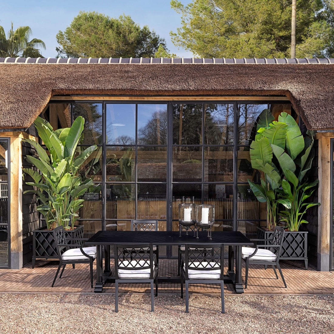 Eichholtz Outdoor Esstisch Bell Rive – Schwarz | Rechteckig Outdoor Esstisch eckig Eichholtz