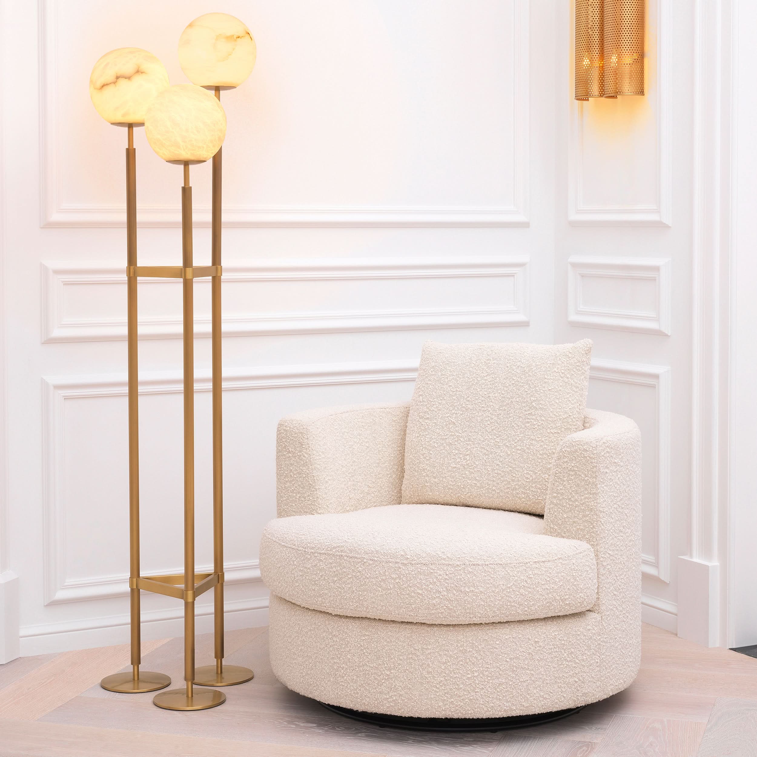Eichholtz Drehsessel Felix – Bouclé Creme | Drehfunktion Drehsessel Eichholtz