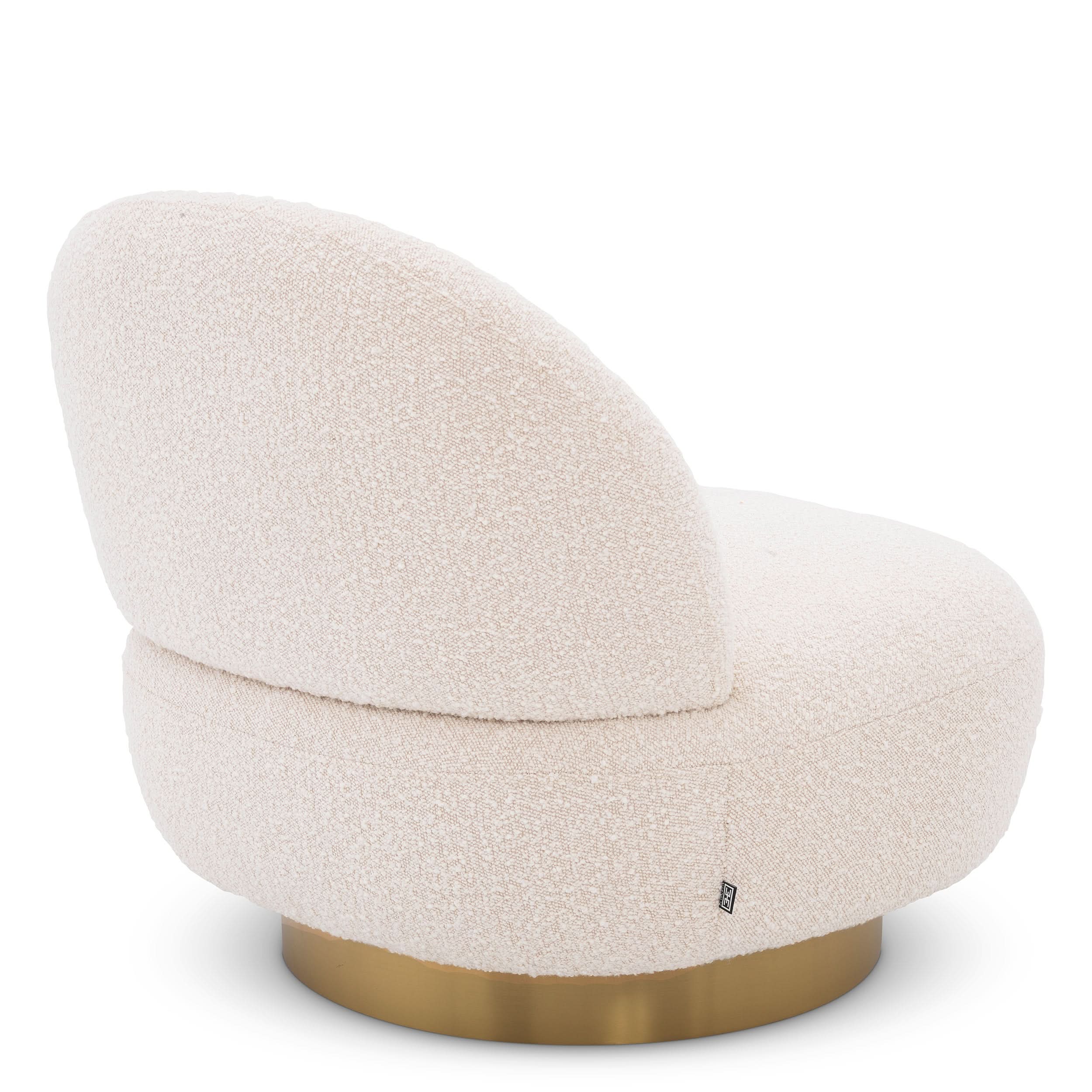 Eichholtz Drehsessel Clément – Bouclé Creme | Drehfuß in gebürstetem Messing Drehsessel Eichholtz