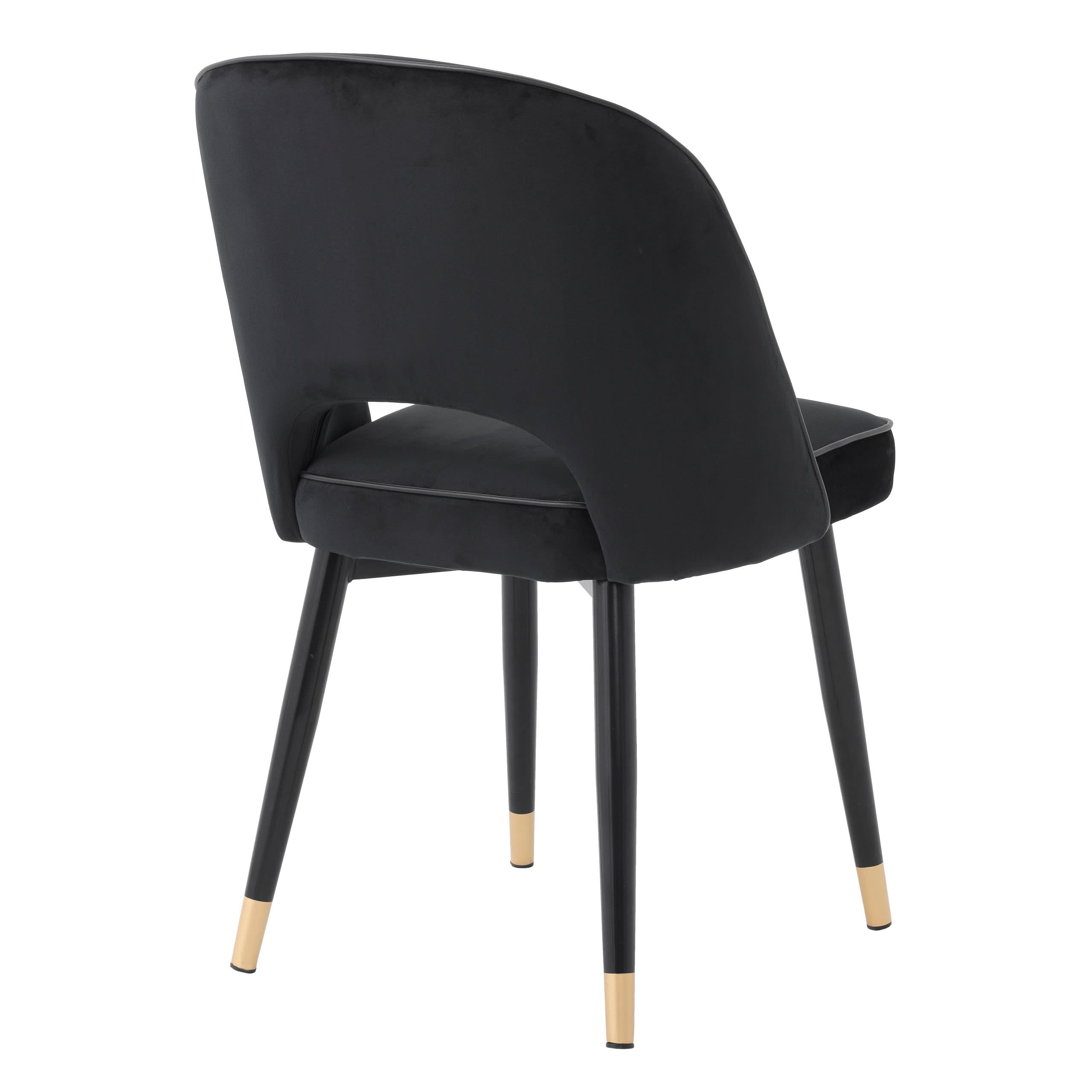 Eichholtz Esszimmerstuhl Cliff schwarz samt – 2er-Set 2er-Set Esszimmerstühle Eichholtz