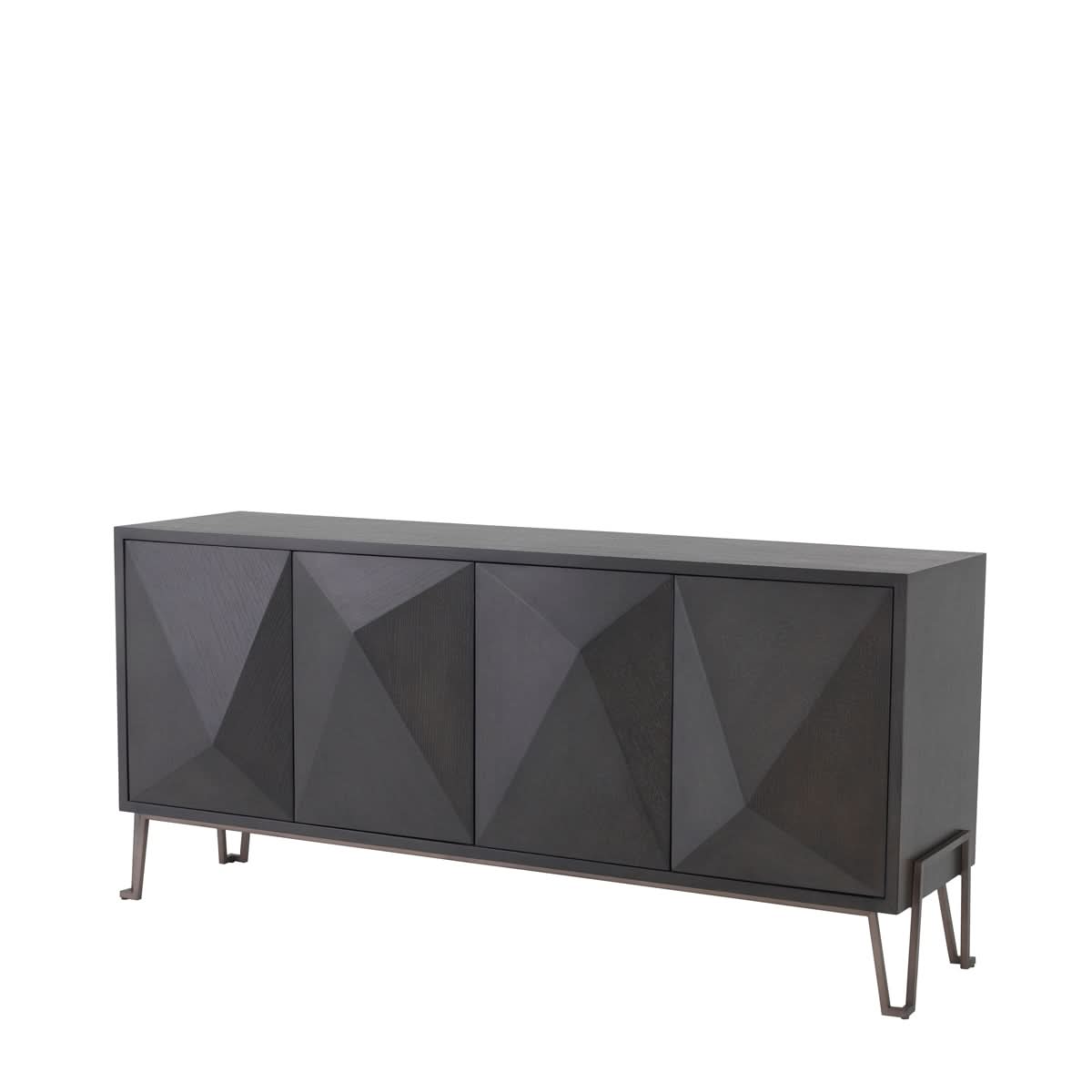 Eichholtz Kommode Highland – Eichenfurnier Anthrazitgrau | Bronze-Finish Sideboard Eichholtz