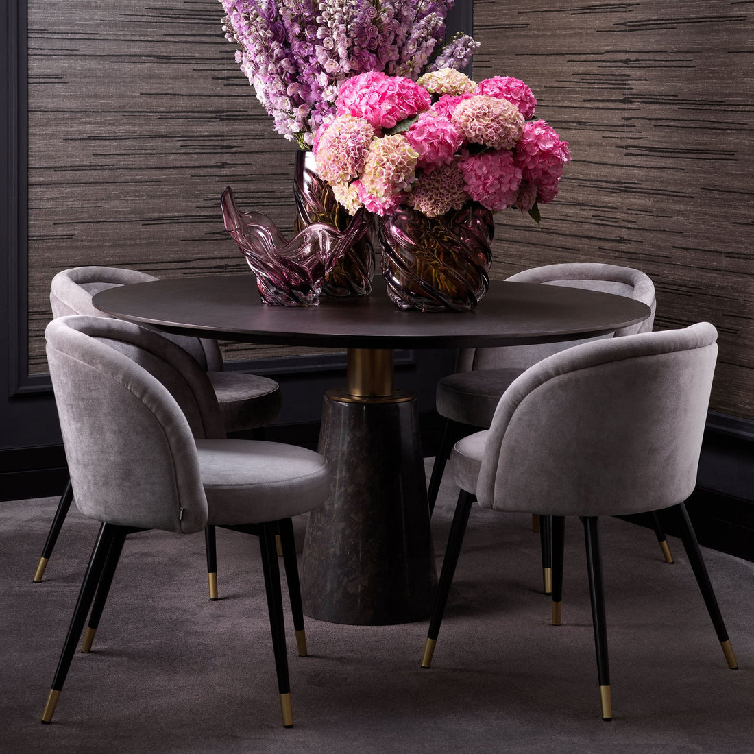 Eichholtz Esszimmerstuhl Chloé – 2er-Set – Clarck Grau 2er-Set Esszimmerstühle Eichholtz