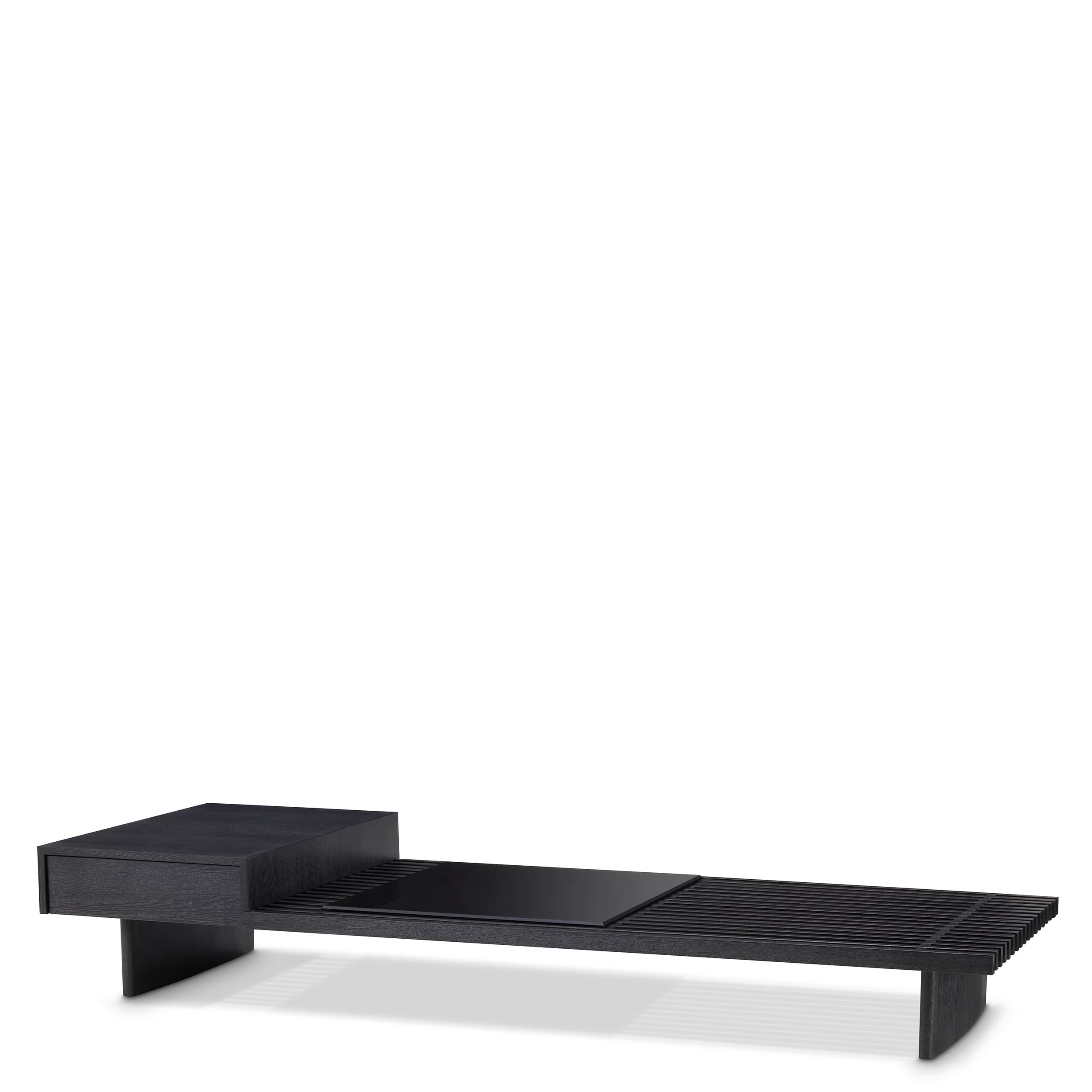 Eichholtz Couchtisch The Crest – Eichenfurnier Anthrazitgrau | Rauchglas Couchtisch eckig Eichholtz