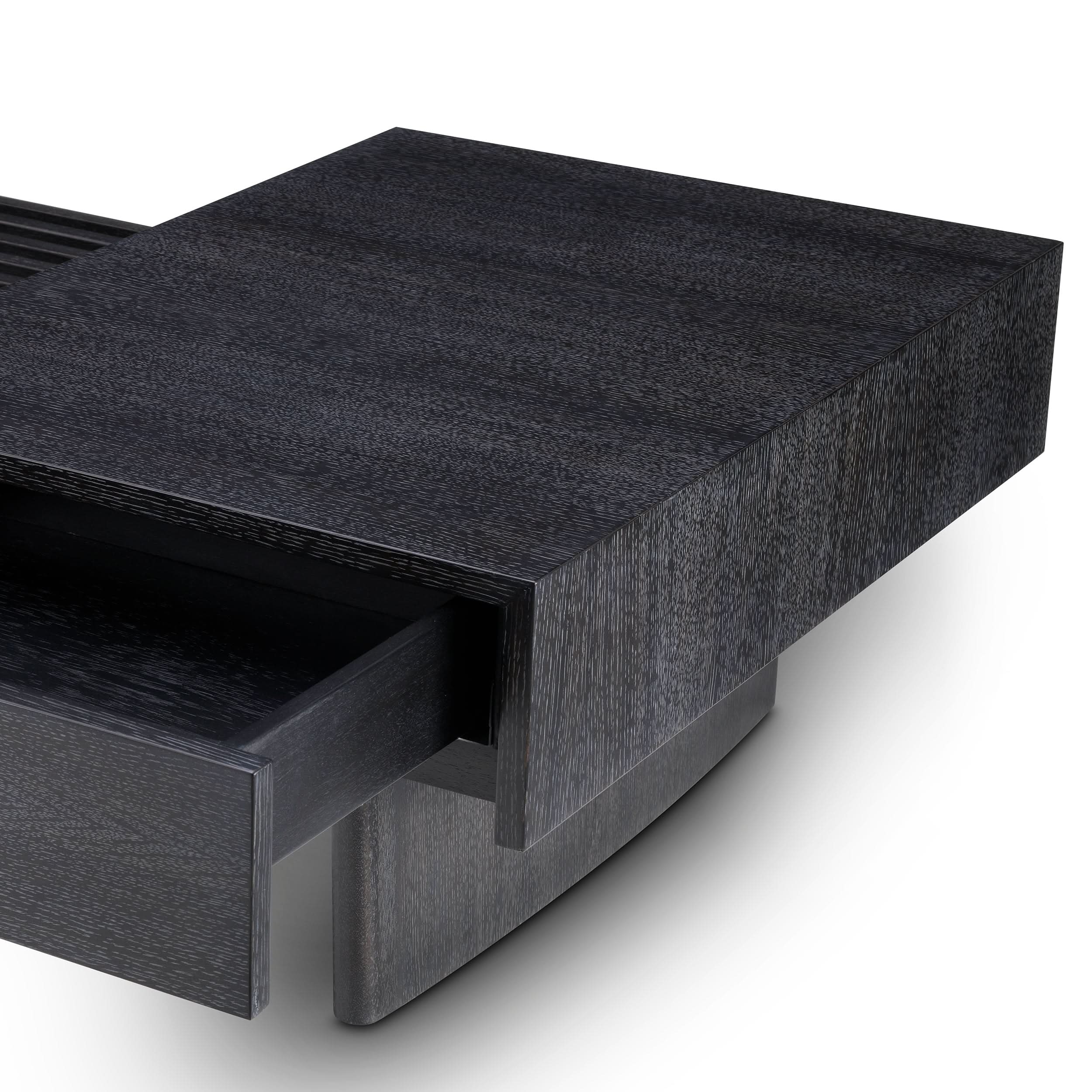 Eichholtz Couchtisch The Crest – Eichenfurnier Anthrazitgrau | Rauchglas Couchtisch eckig Eichholtz