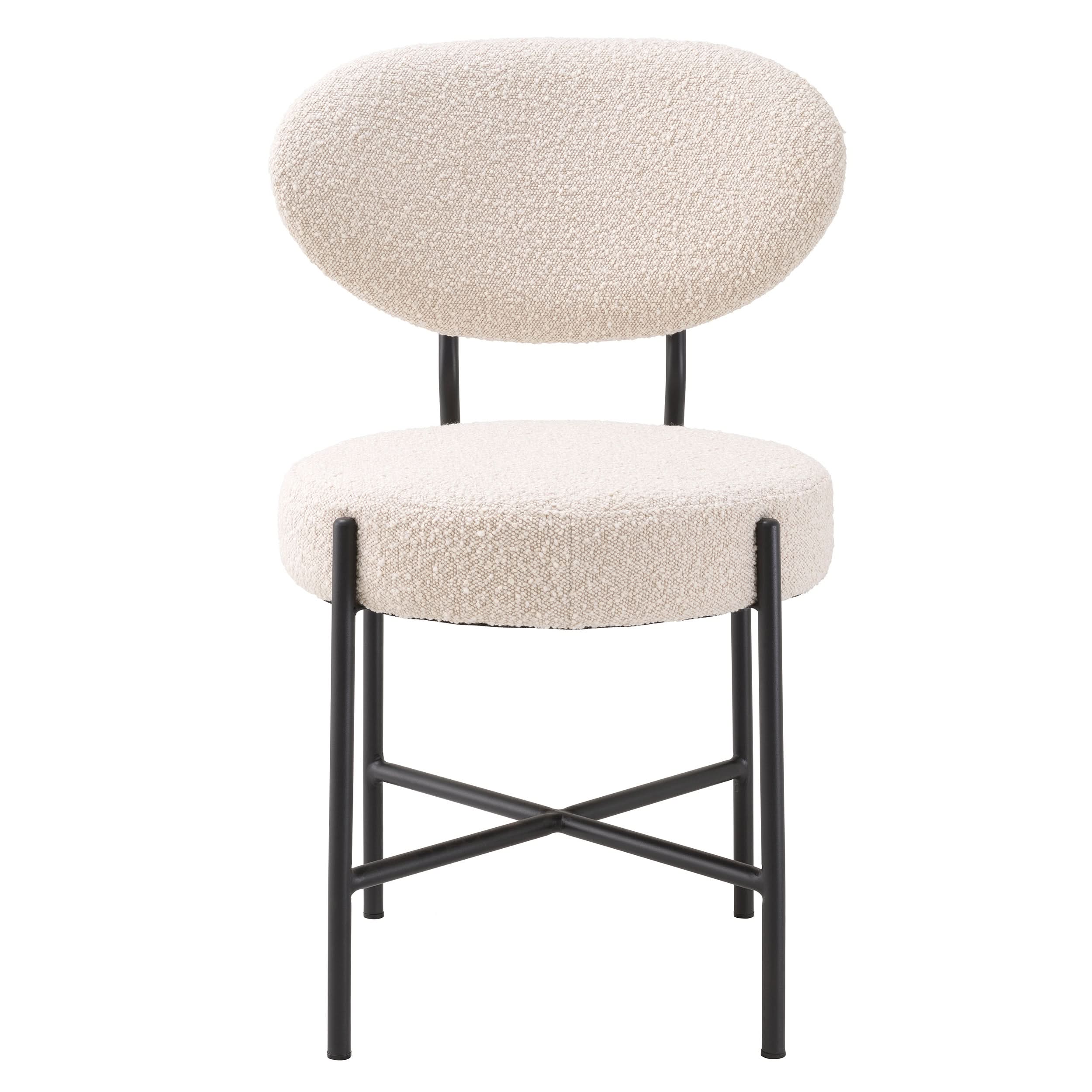 Eichholtz Esszimmerstuhl Vicq – Bouclé Creme | Schwarze Beine (2er-Set) 2er-Set Esszimmerstühle Eichholtz