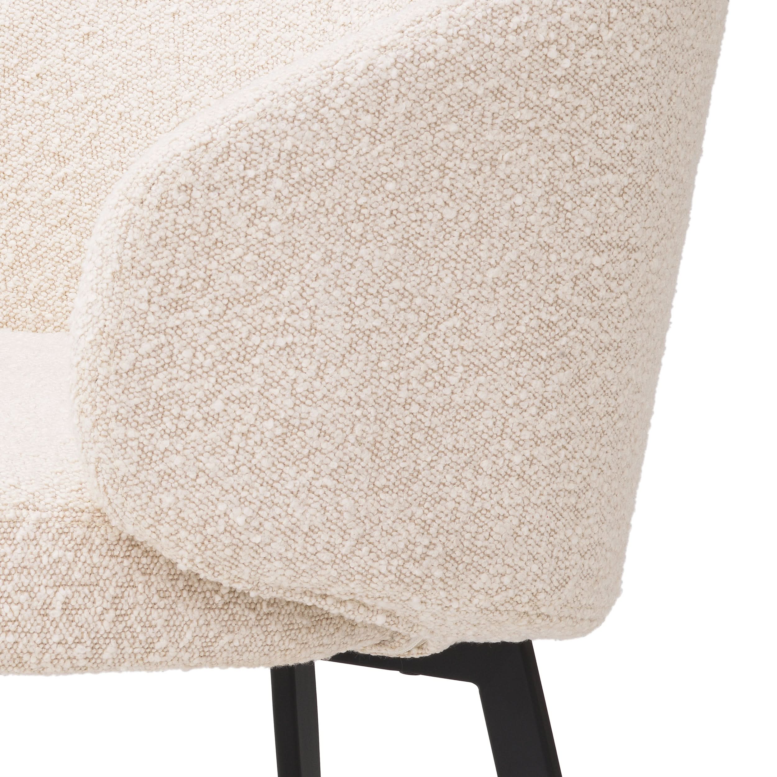 Eichholtz Esszimmerstuhl Lloyd mit Armlehnen – Bouclé Creme | Schwarze Beine (2er-Set) 2er-Set Esszimmerstühle Eichholtz