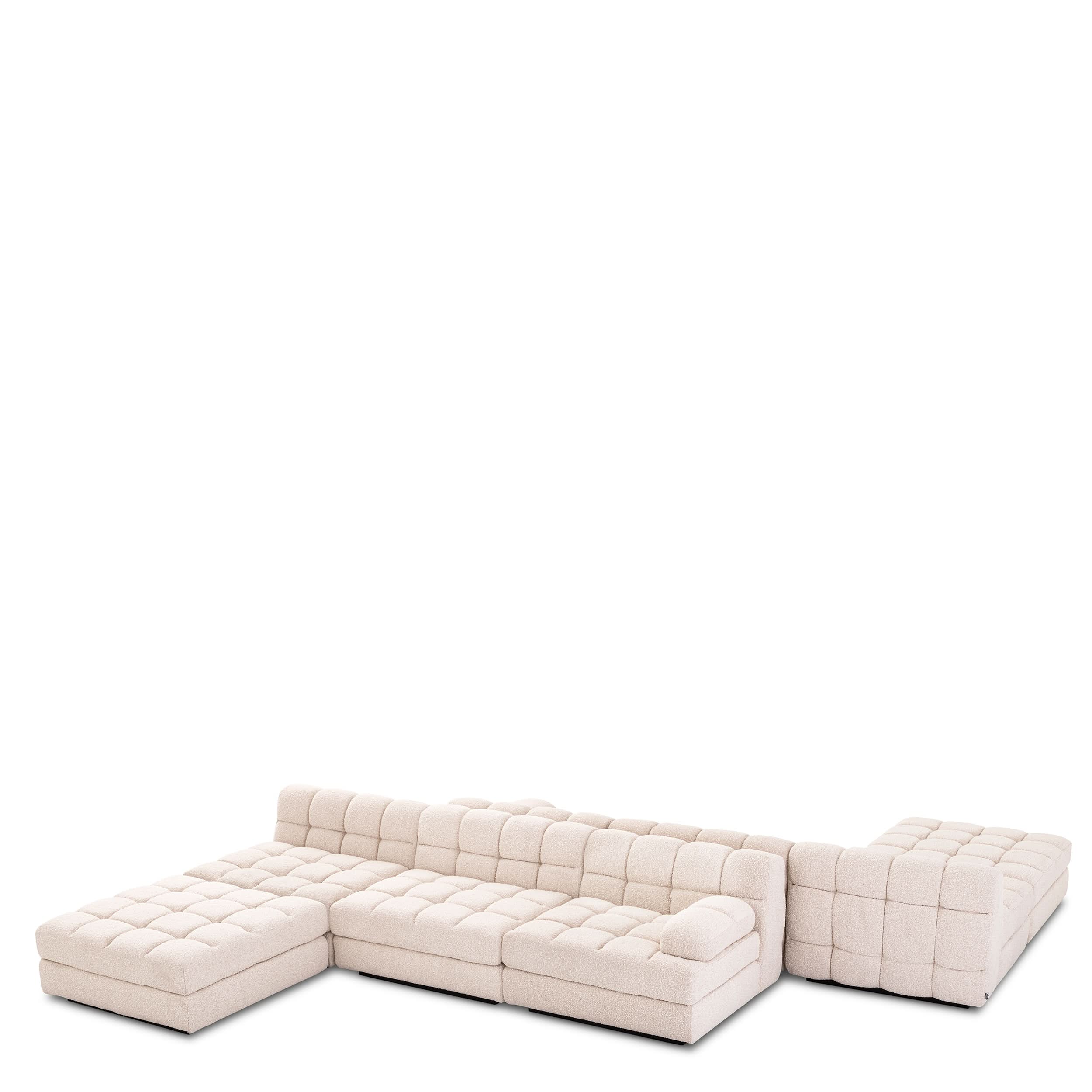 Eichholtz Modulsofa Dean – Hocker – Bouclé Creme Polsterhocker Eichholtz