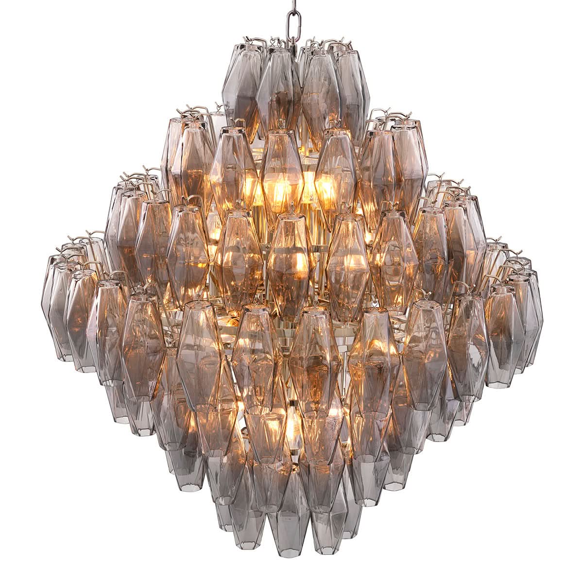 Kronleuchter Benini L – Rauchglas | Nickel-Finish Kronleuchter Eichholtz