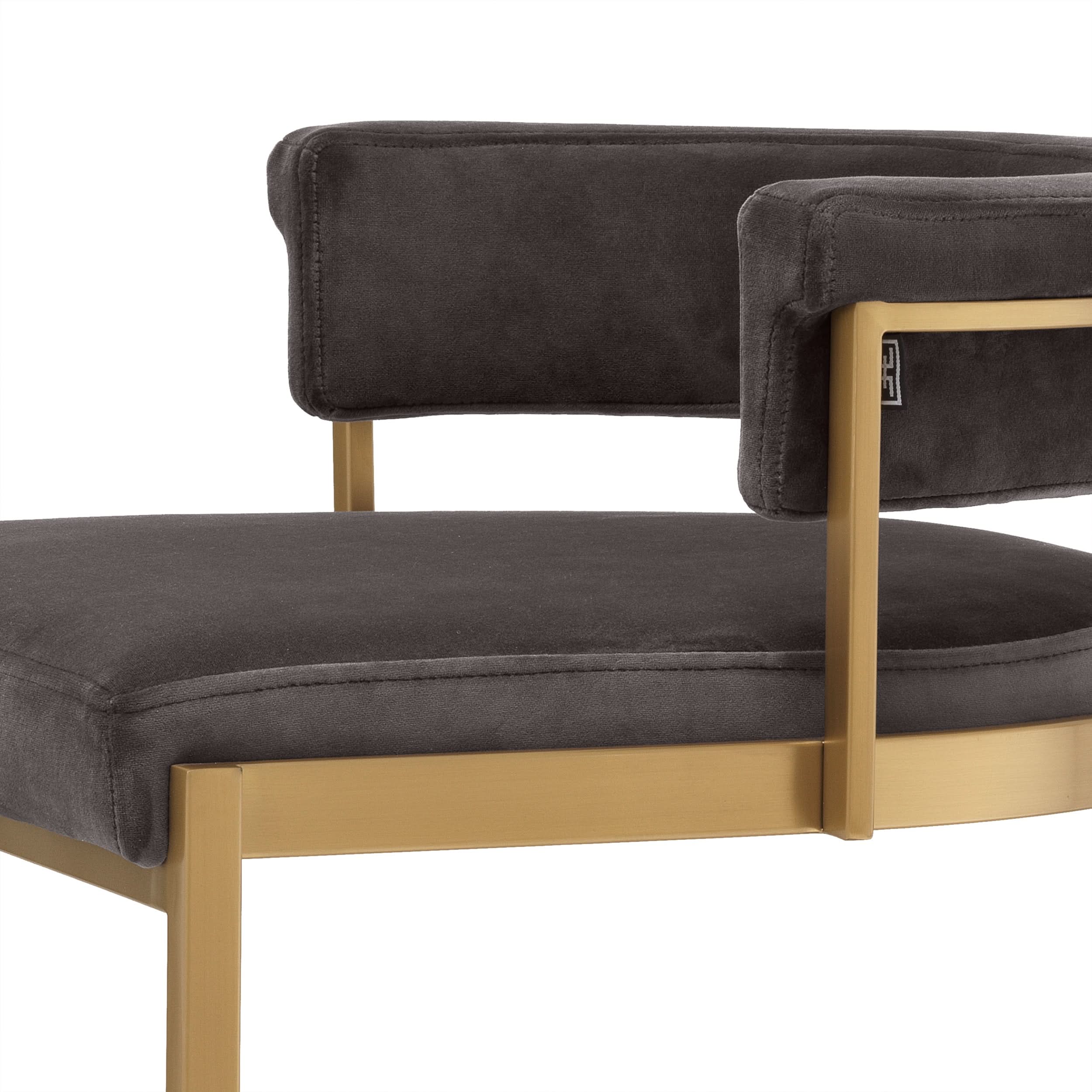 Eichholtz Tresenhocker Dante – Savona Grau Samt Barstuhl Eichholtz