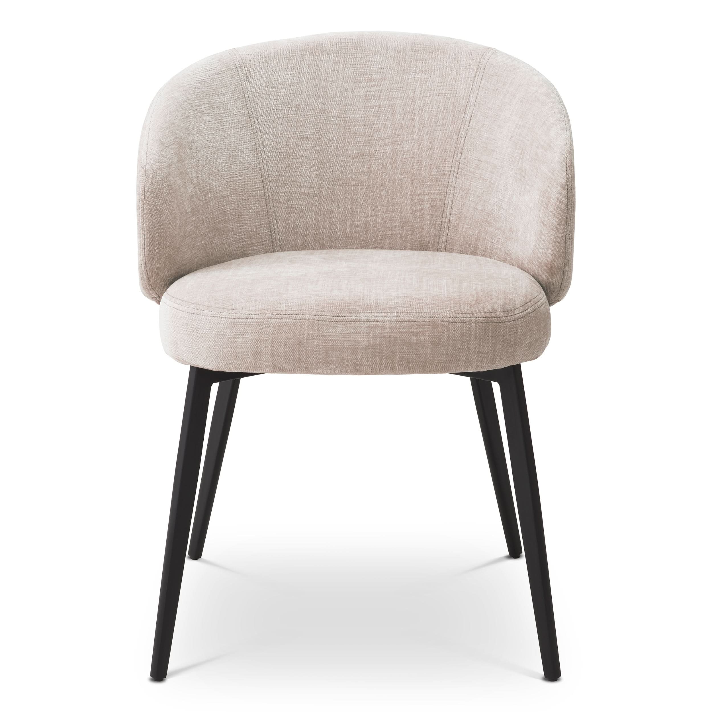 Eichholtz Esszimmerstuhl Lloyd mit Armlehnen – Sisley Beige | Schwarze Beine (2er-Set) 2er-Set Esszimmerstühle Eichholtz