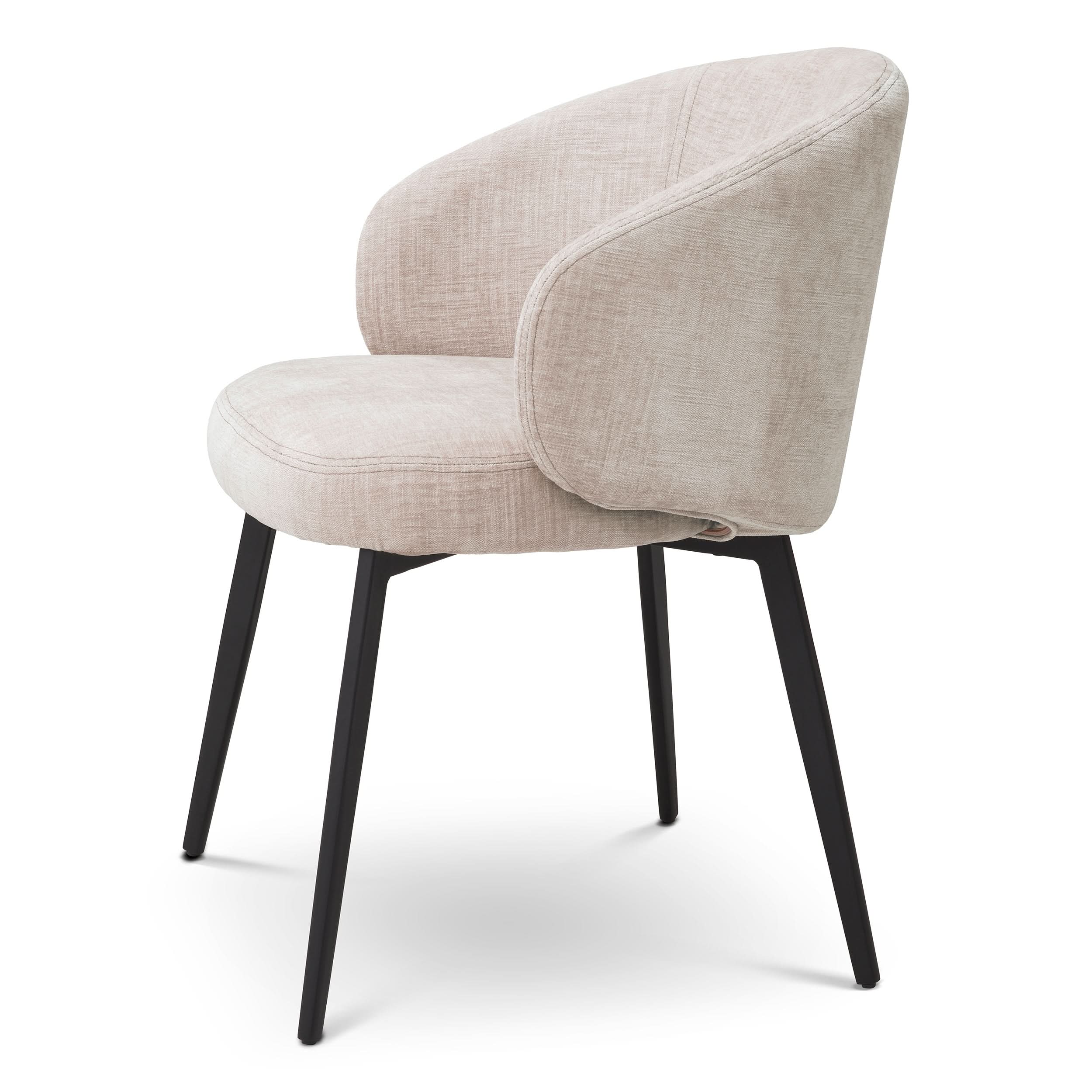 Eichholtz Esszimmerstuhl Lloyd mit Armlehnen – Sisley Beige | Schwarze Beine (2er-Set) 2er-Set Esszimmerstühle Eichholtz