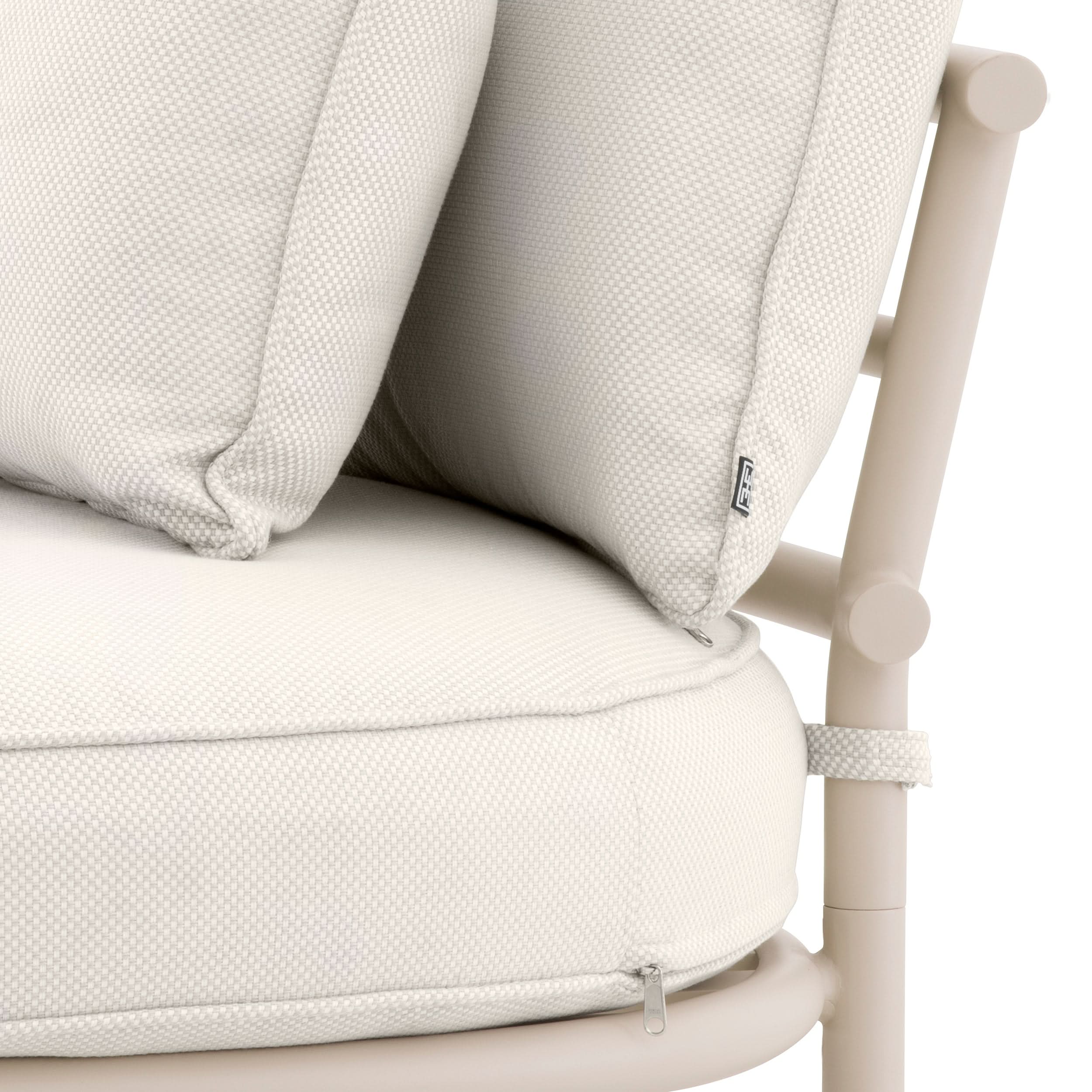 Eichholtz Outdoor Sessel Laguno – Sandfarben | Bezug Lewis Off-White/Grau Outdoor Sessel Eichholtz