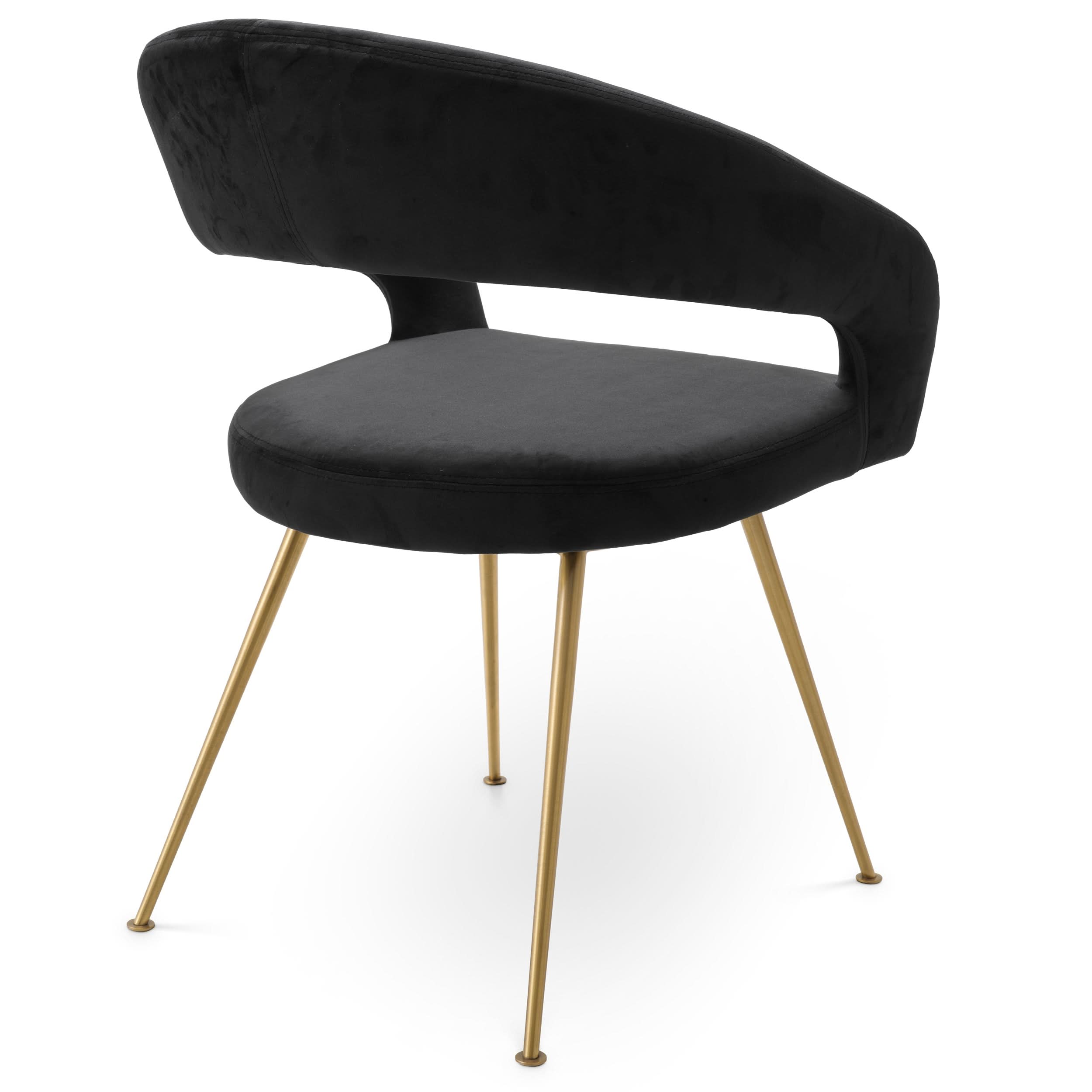 Eichholtz Stuhl Bravo – Roche Schwarz Samt mit gebürstetem Messing Esszimmerstuhl Eichholtz