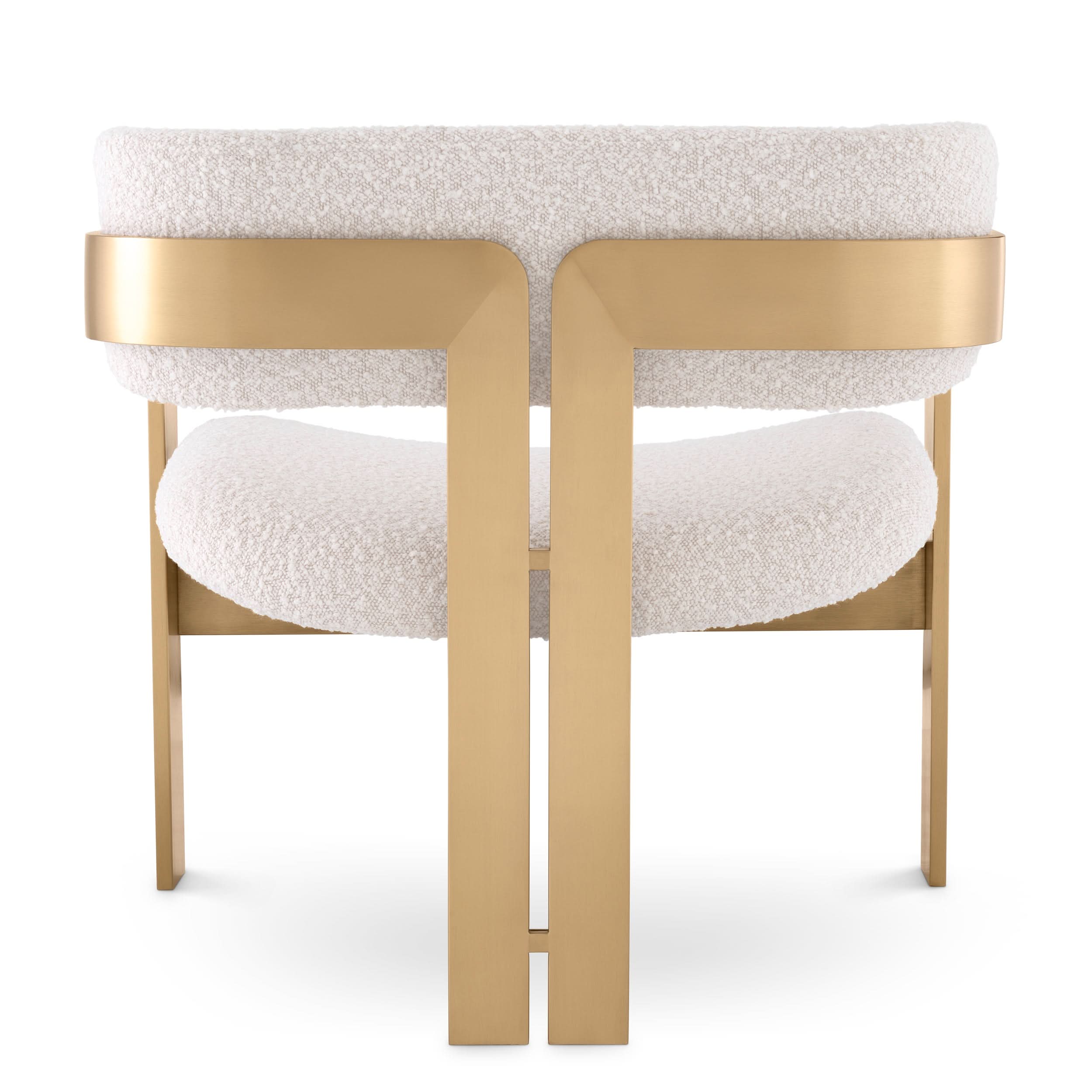 Eichholtz Sessel Donato – Gebürstetes Messing | Bouclé Creme Sessel Eichholtz