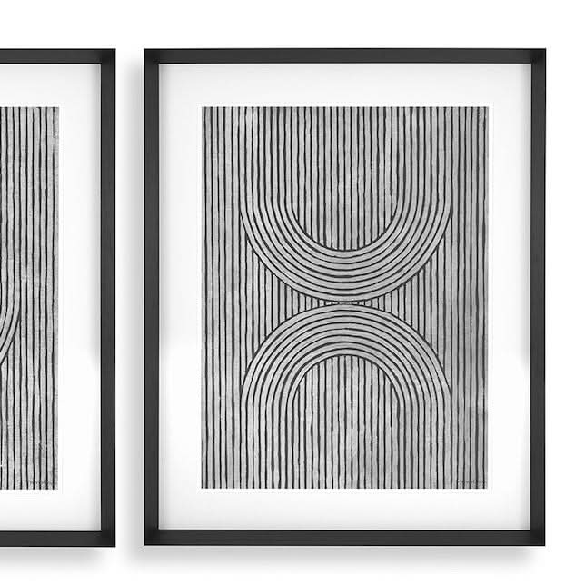 Eichholtz Wandbild Cedar Grooves – 2er-Set – Schwarzer Holzrahmen Kunstdruck Eichholtz