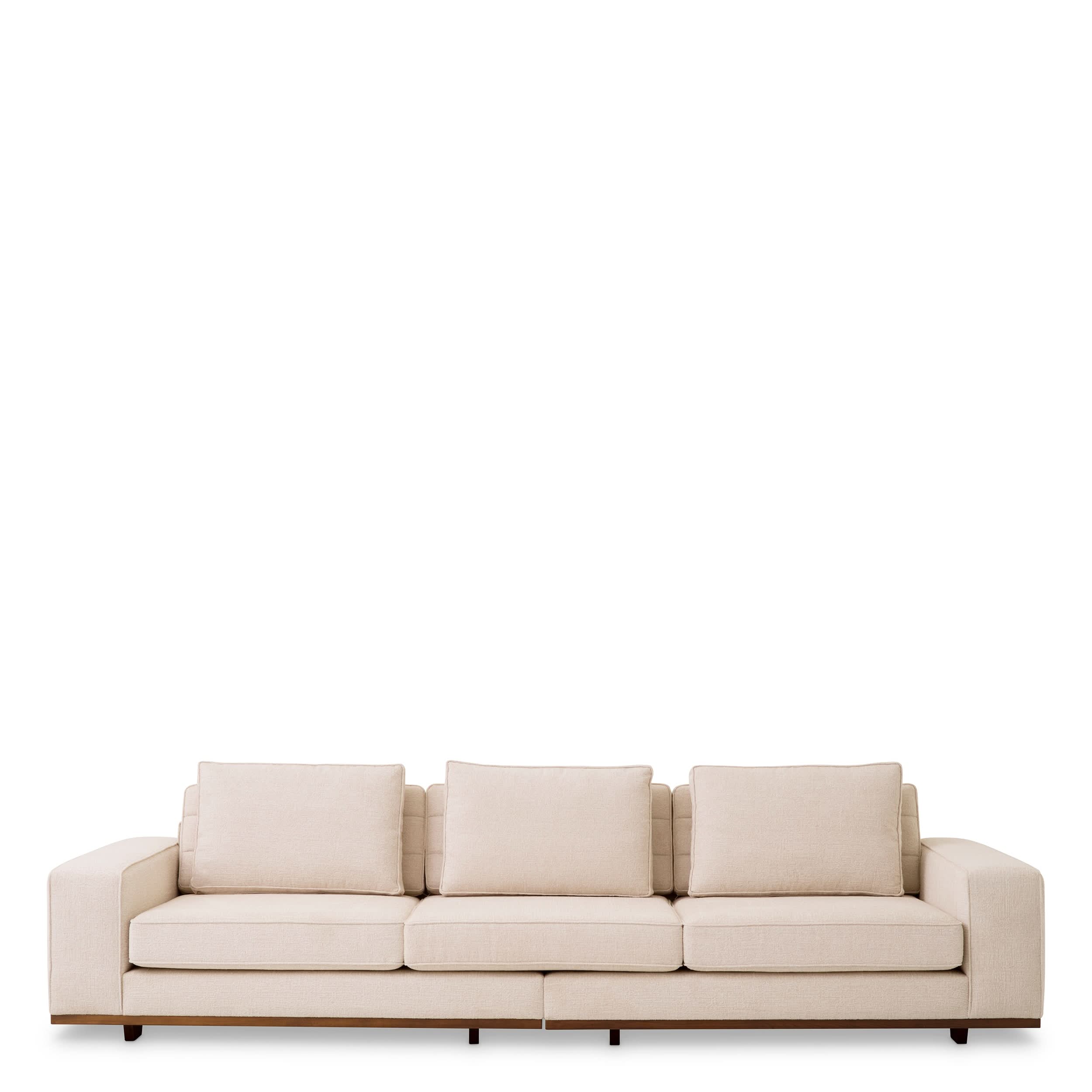 Eichholtz Sofa Aurora L – Nuoro Beige mit braunem Gestell 4-Sitzer Sofa Eichholtz