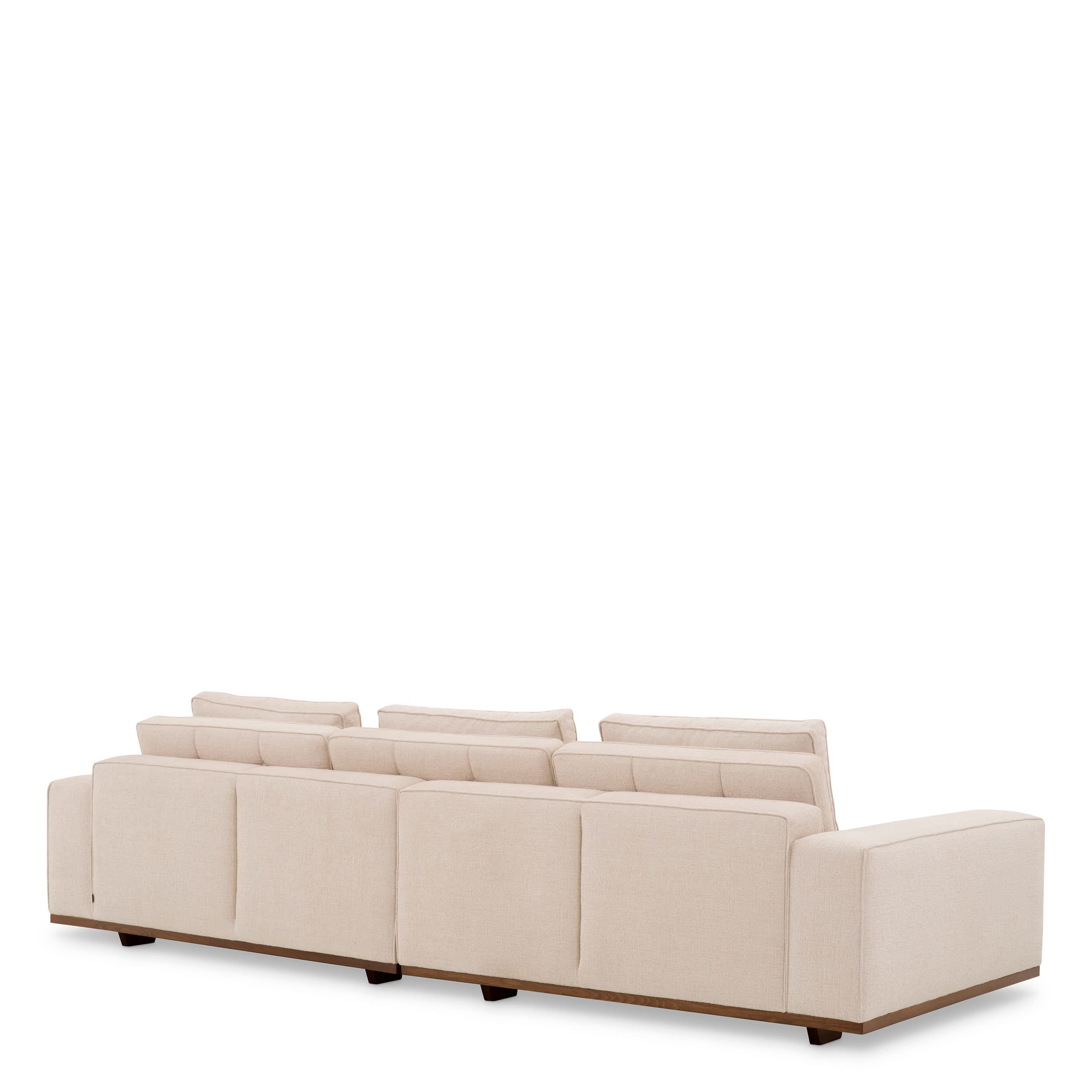 Eichholtz Sofa Aurora L – Nuoro Beige mit braunem Gestell 4-Sitzer Sofa Eichholtz