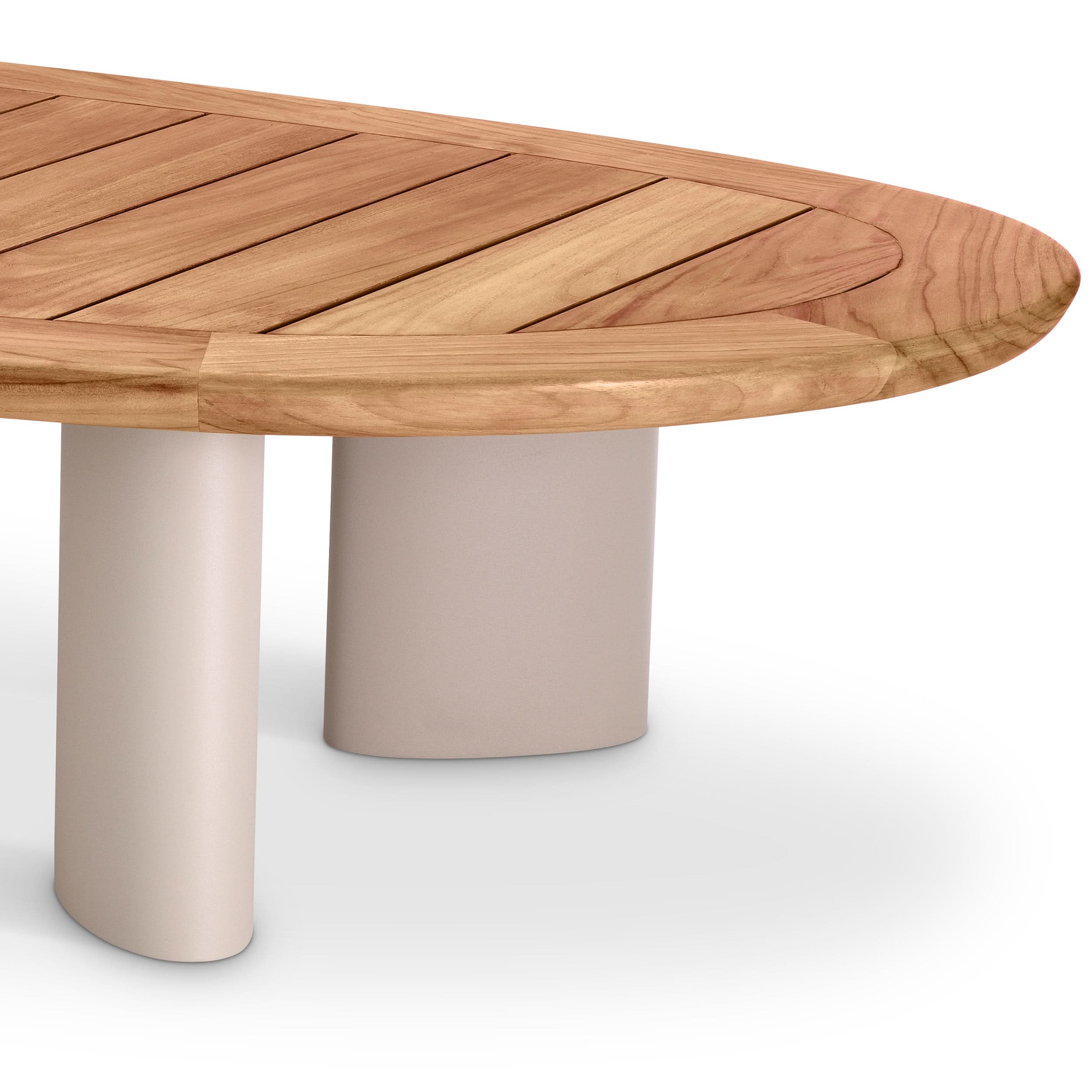 Eichholtz Outdoor Couchtisch Free Form – Teakholz Natur | Aluminiumgestell Sand-Finish | Freiform Outdoor Couchtisch oval Eichholtz