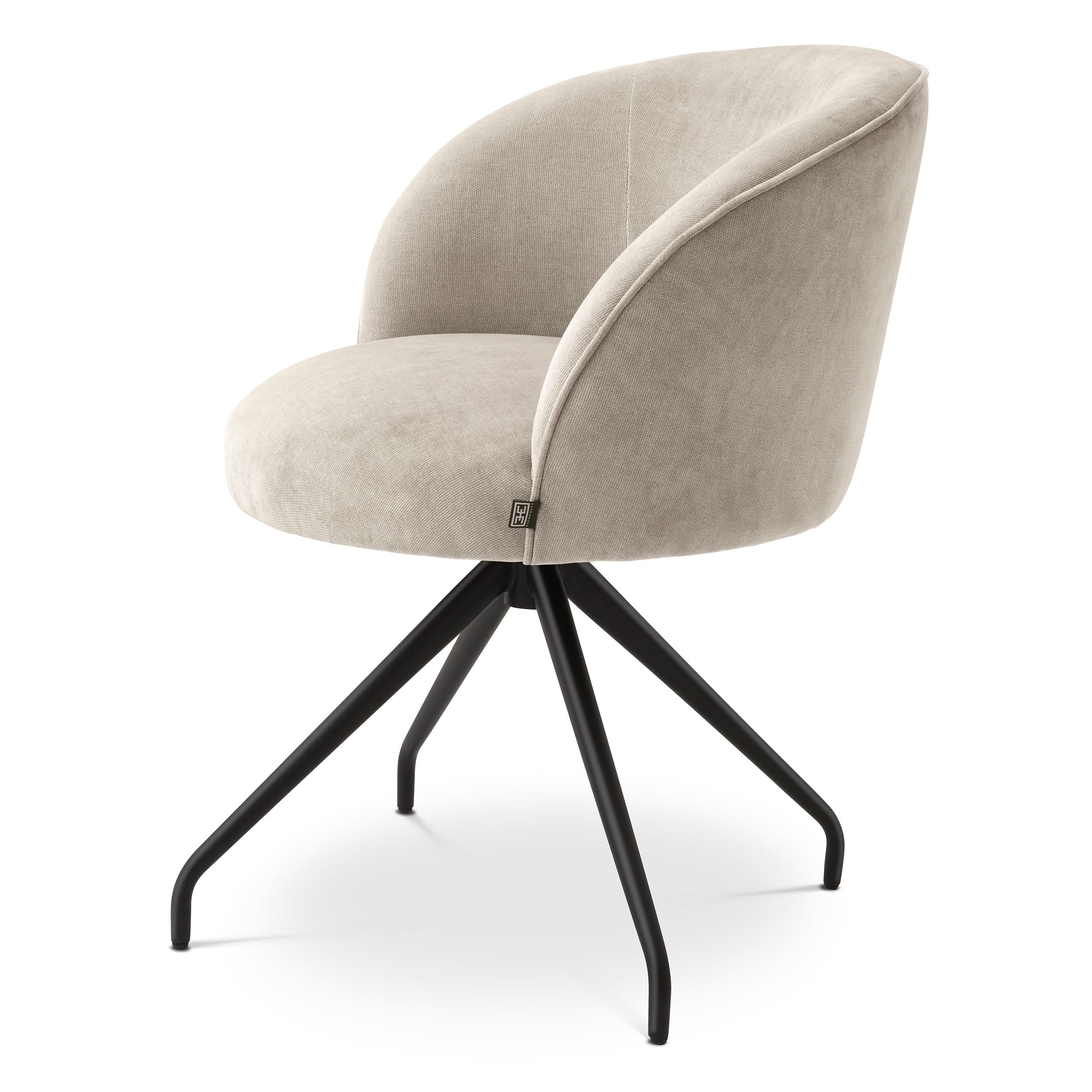 Eichholtz Dining Chair Masters – Clarck Sand | Schwarzes Drehgestell Esszimmerstuhl Eichholtz