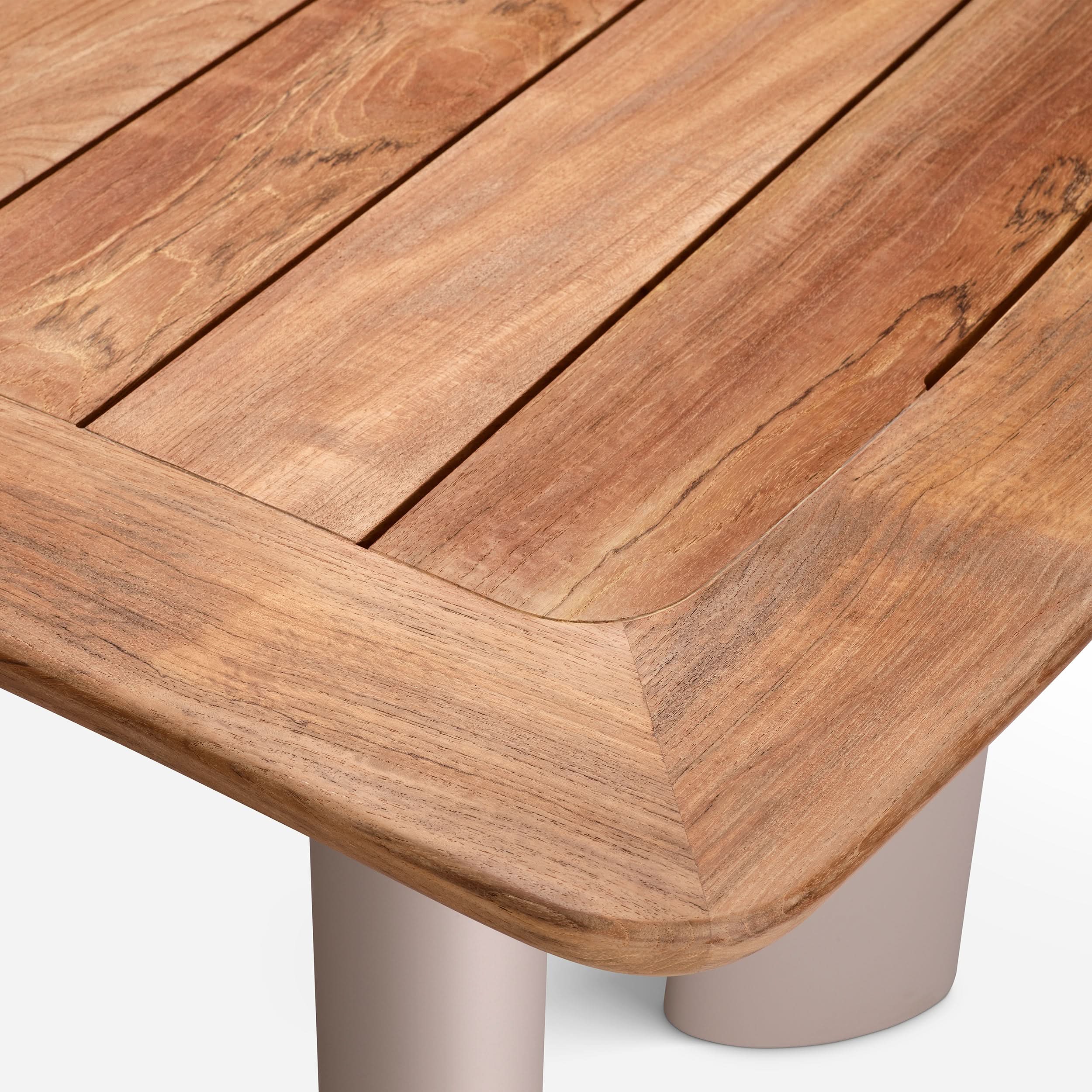 Eichholtz Outdoor Esstisch Osario – Teakholz Natur | Aluminiumgestell Sand-Finish | Oval Outdoor Esstisch eckig Eichholtz