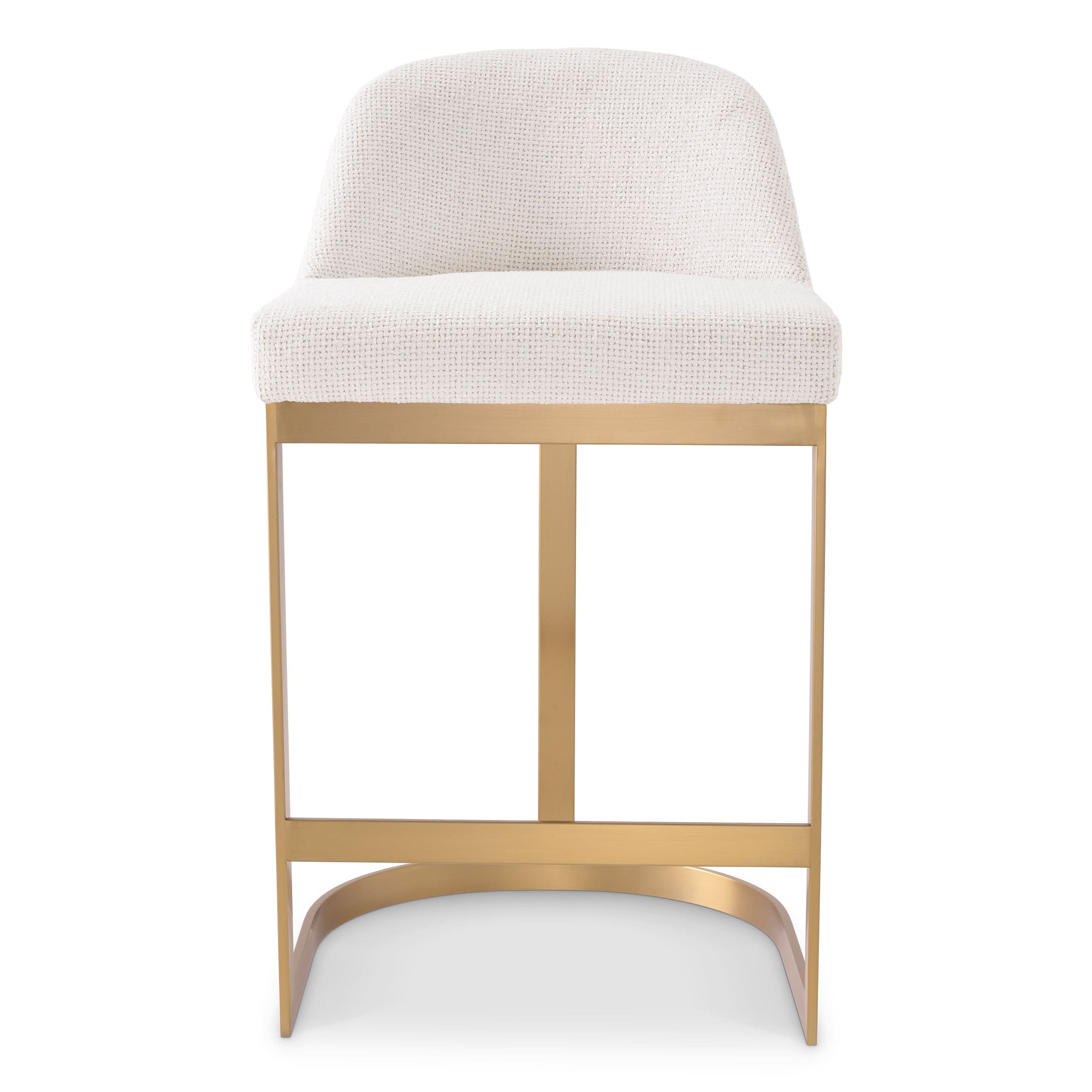 Eichholtz Tresenhocker Condos – Lyssa Off-White | Gebürstetes Messing Barstuhl Eichholtz