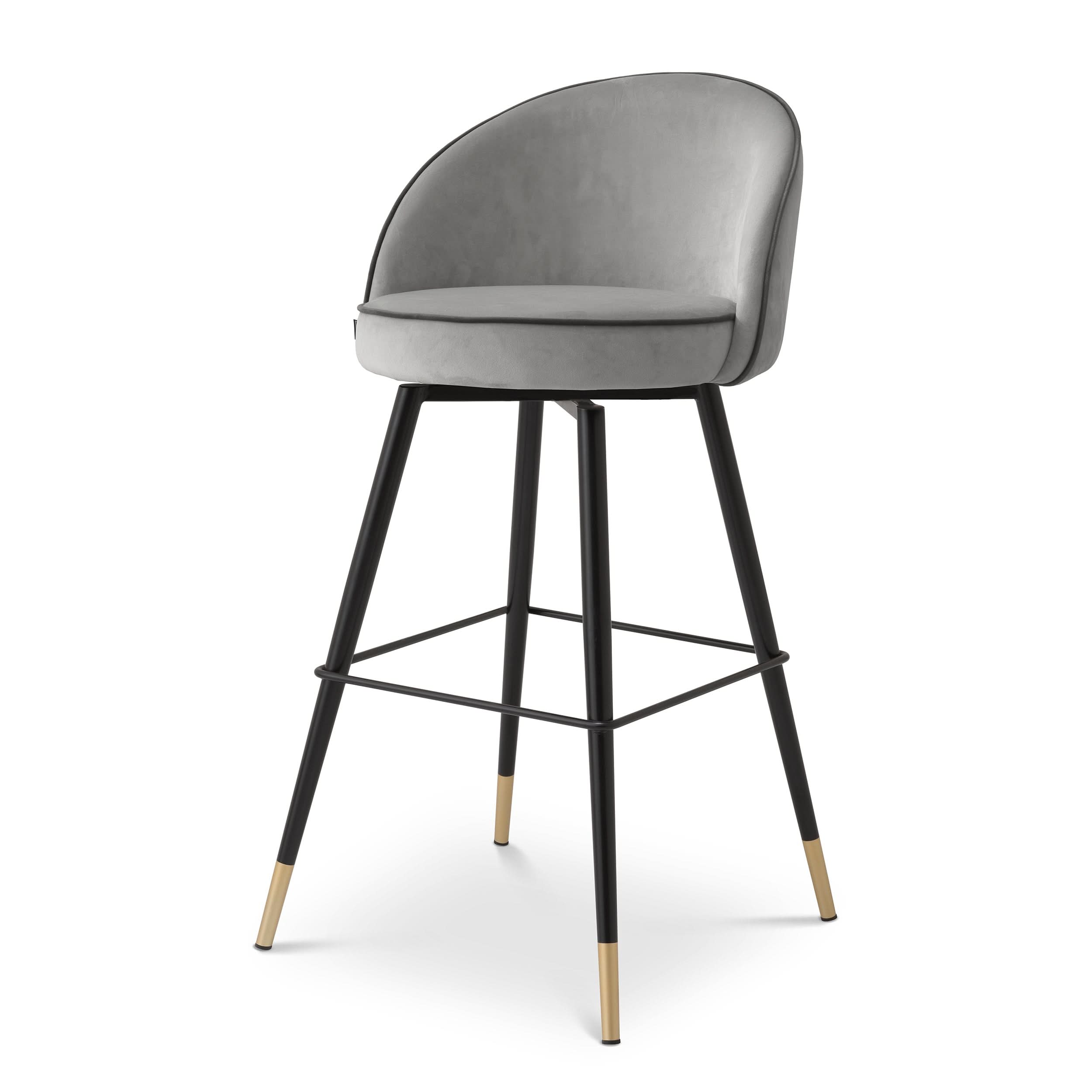 Eichholtz Barhocker Cooper – Roche Light Grey Velvet (Set aus 2) 2er-Set Barstühle Eichholtz