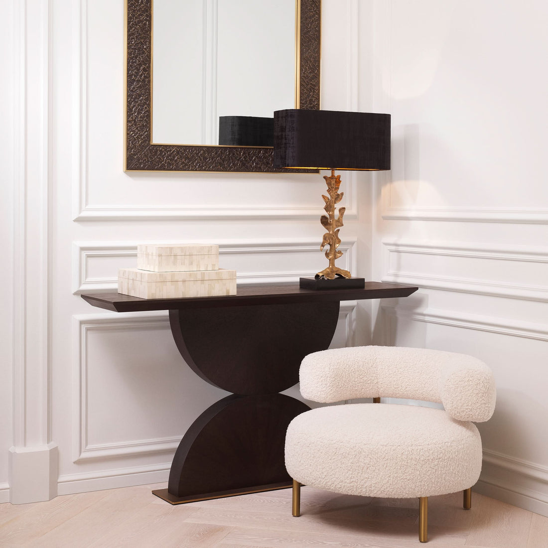 Eichholtz Tischleuchte Scalo – Vintage-Messing-Finish | Schwarzer Granitsockel Tischlampe Eichholtz