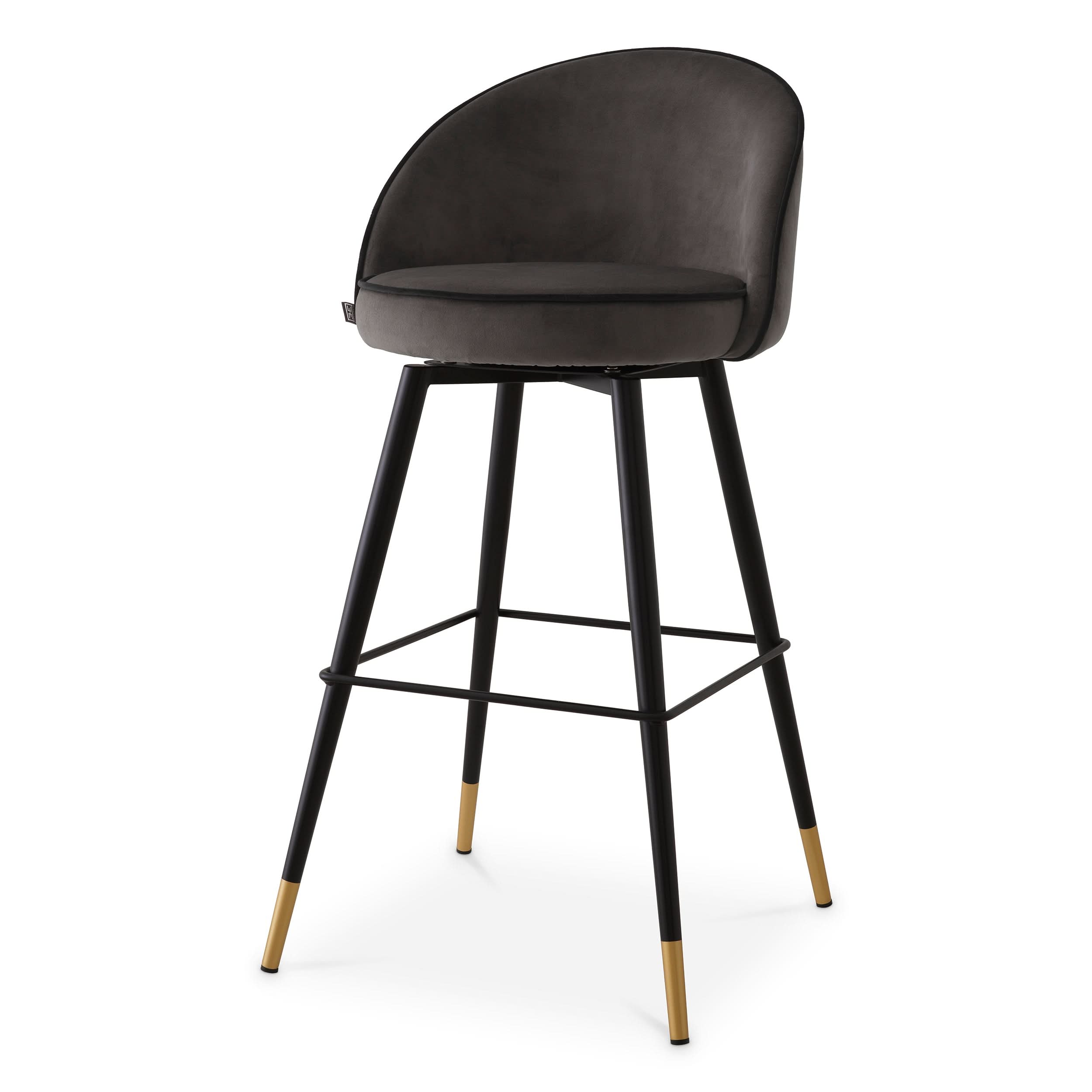 Eichholtz Barhocker Cooper – Roche Dark Grey Velvet (Set aus 2) 2er-Set Barstühle Eichholtz