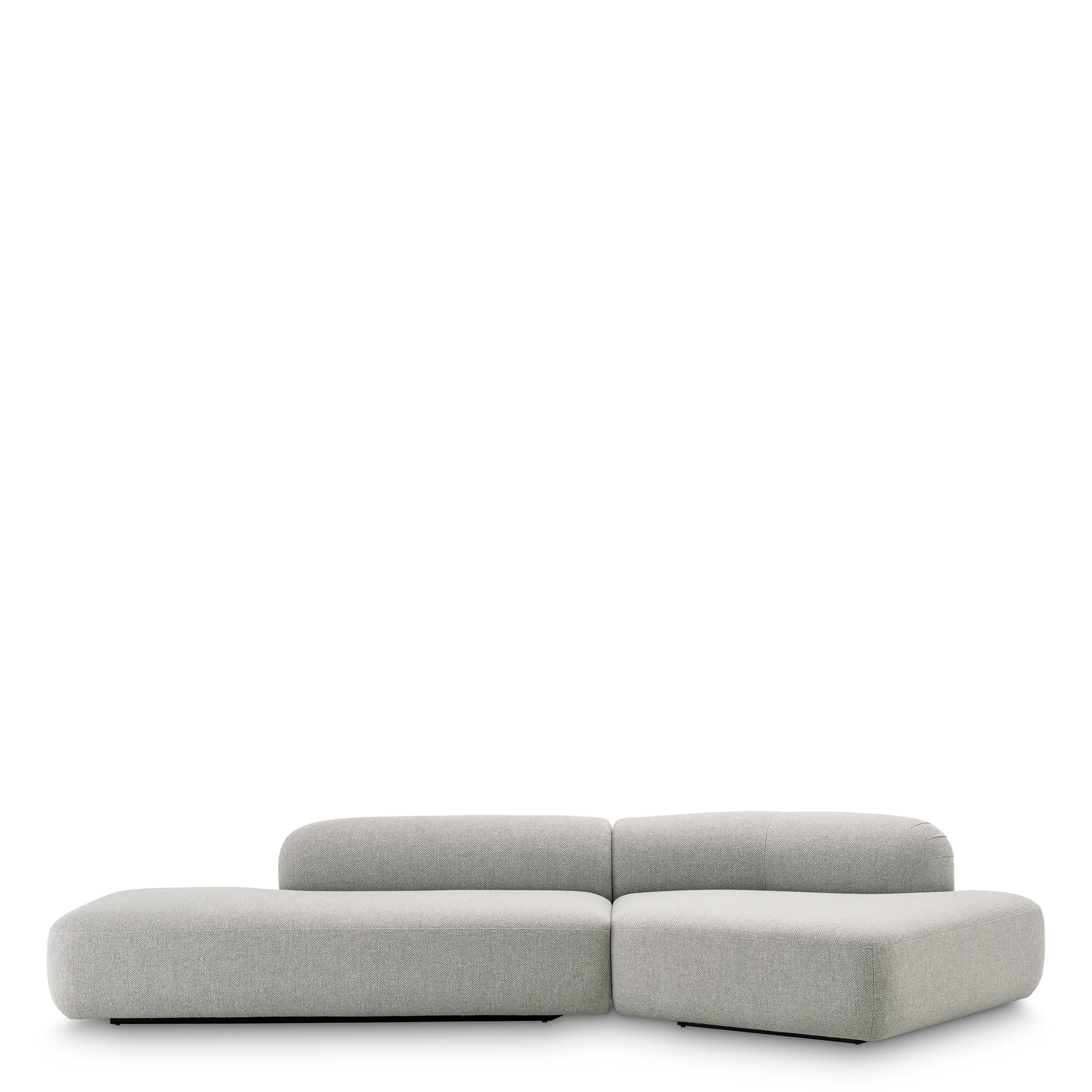 Eichholtz Sofa Taraval – Rêve Grey | Schwarze Holzbase | Organische Form 4-Sitzer Sofa Eichholtz