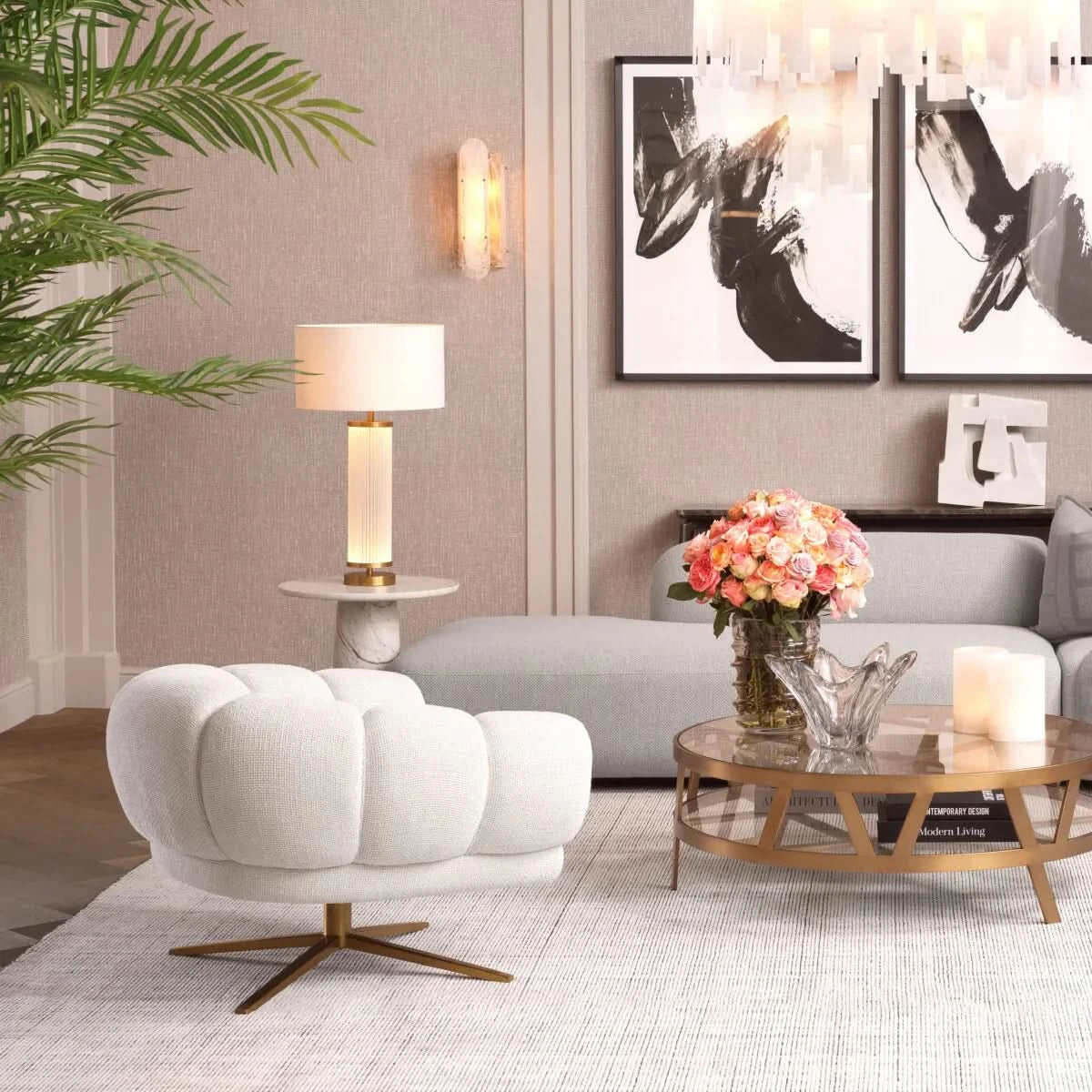 Eichholtz Drehsessel Sunset – Lyssa Off-White Drehsessel Eichholtz