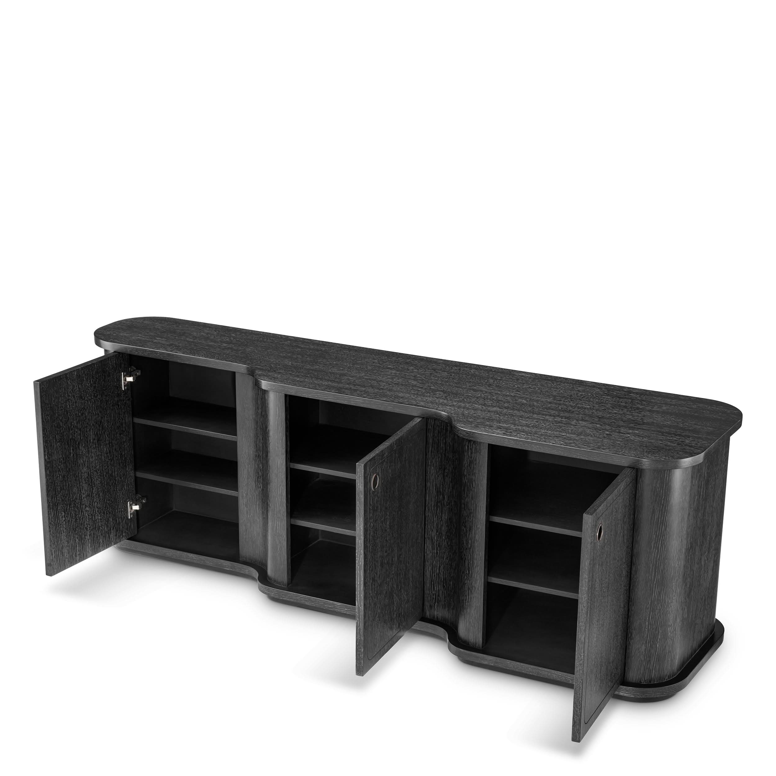 Eichholtz Kommode Caprioli – Eichenfurnier Anthrazitgrau mit Bronzeakzenten Sideboard Eichholtz