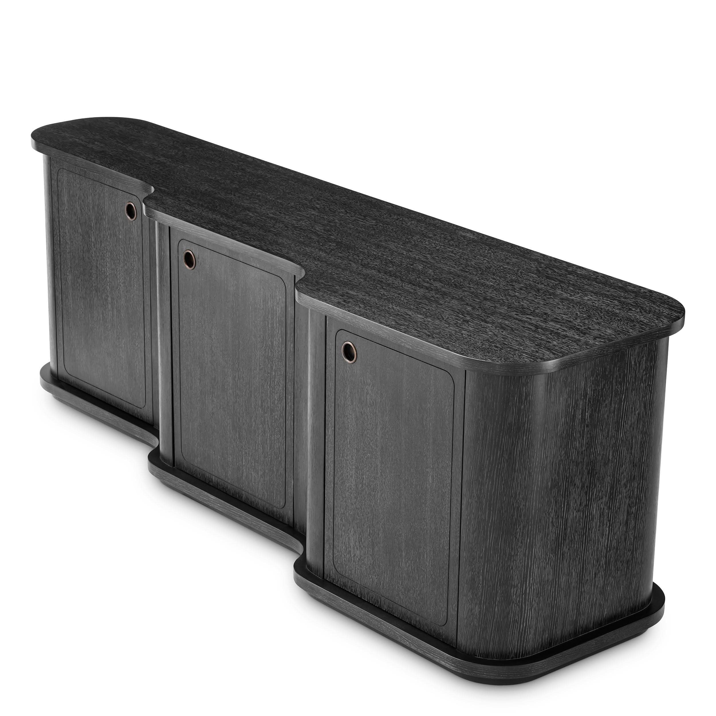 Eichholtz Kommode Caprioli – Eichenfurnier Anthrazitgrau mit Bronzeakzenten Sideboard Eichholtz