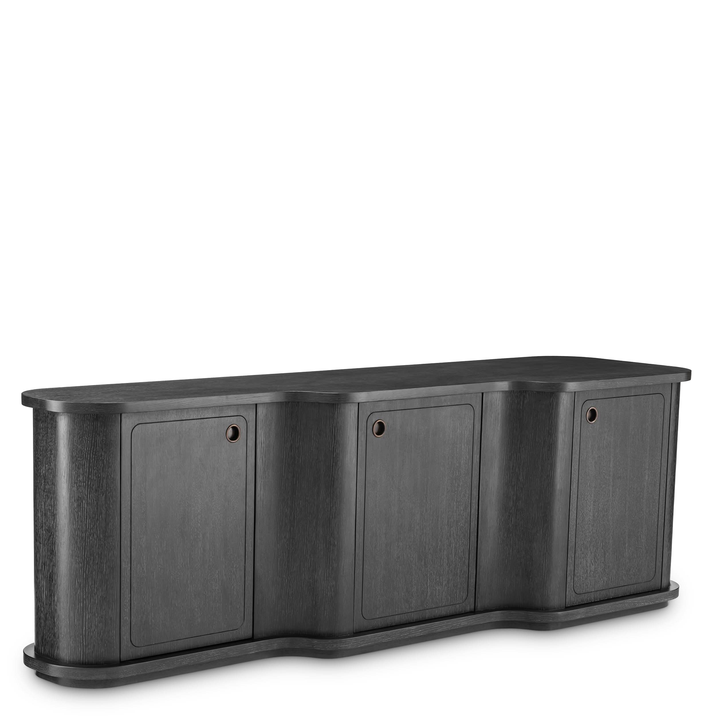 Eichholtz Kommode Caprioli – Eichenfurnier Anthrazitgrau mit Bronzeakzenten Sideboard Eichholtz