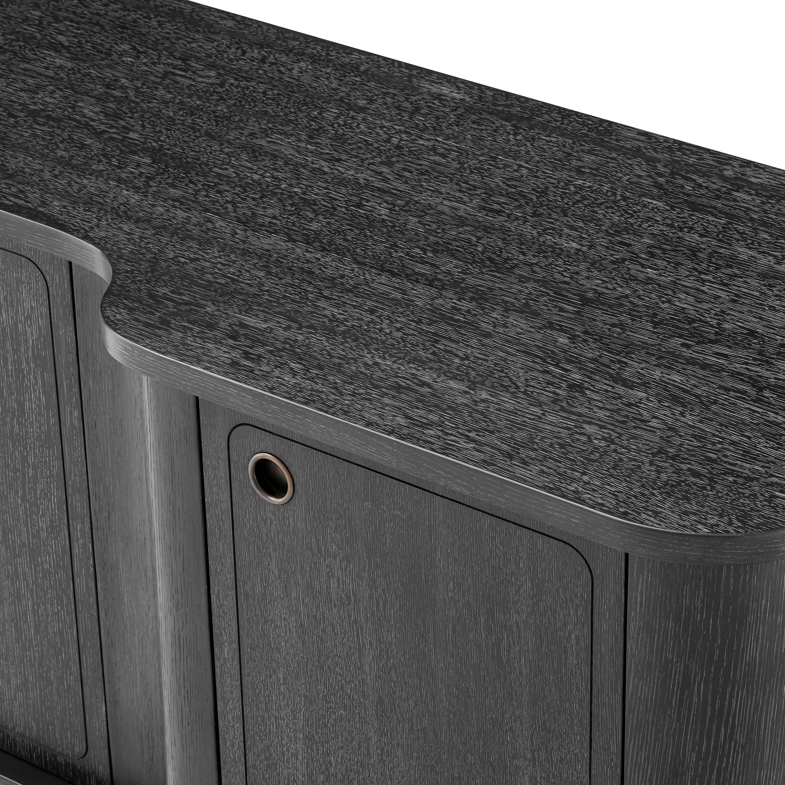 Eichholtz Kommode Caprioli – Eichenfurnier Anthrazitgrau mit Bronzeakzenten Sideboard Eichholtz