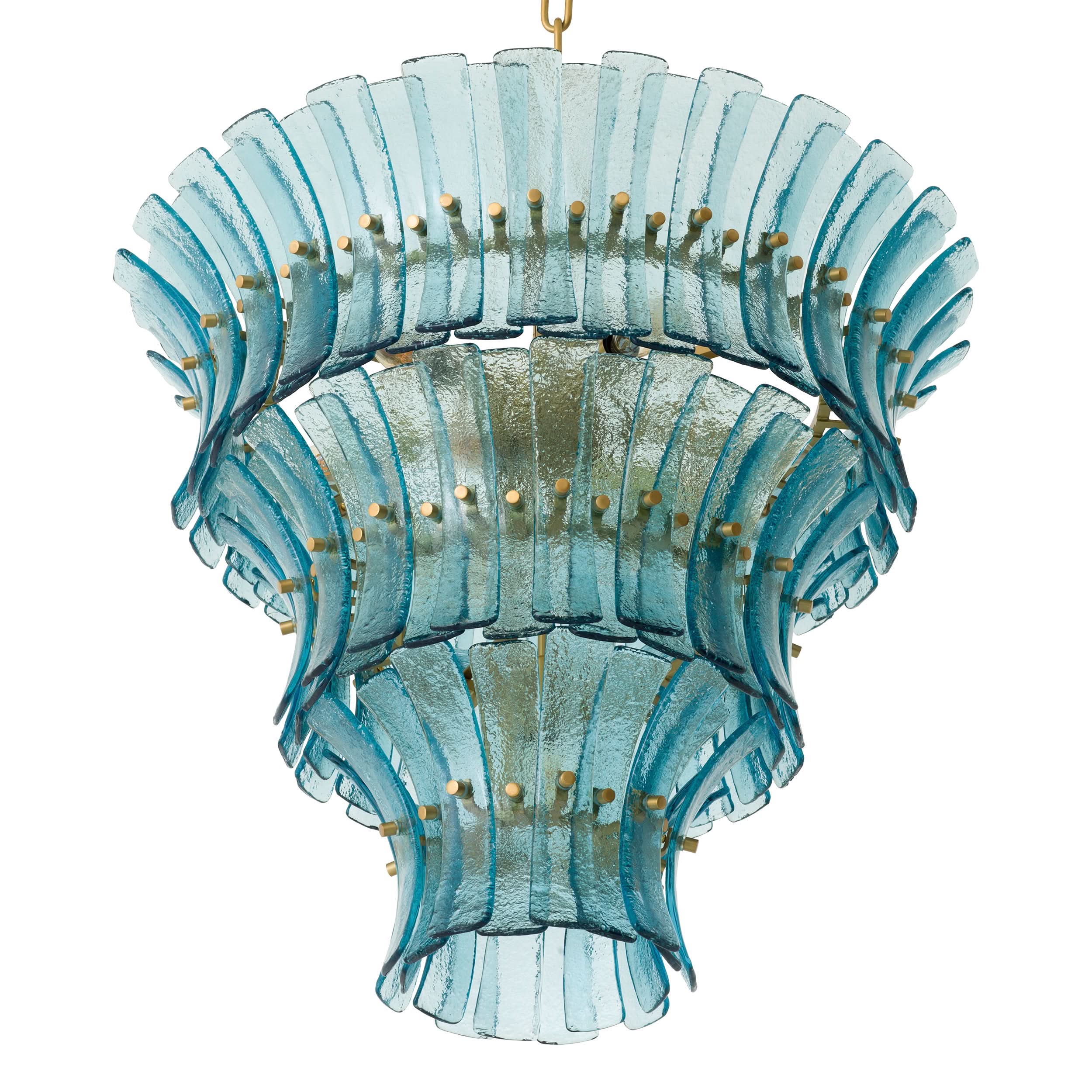 Eichholtz Kronleuchter Toscano – Antik-Messing-Finish | Blaues Glas Kronleuchter Eichholtz