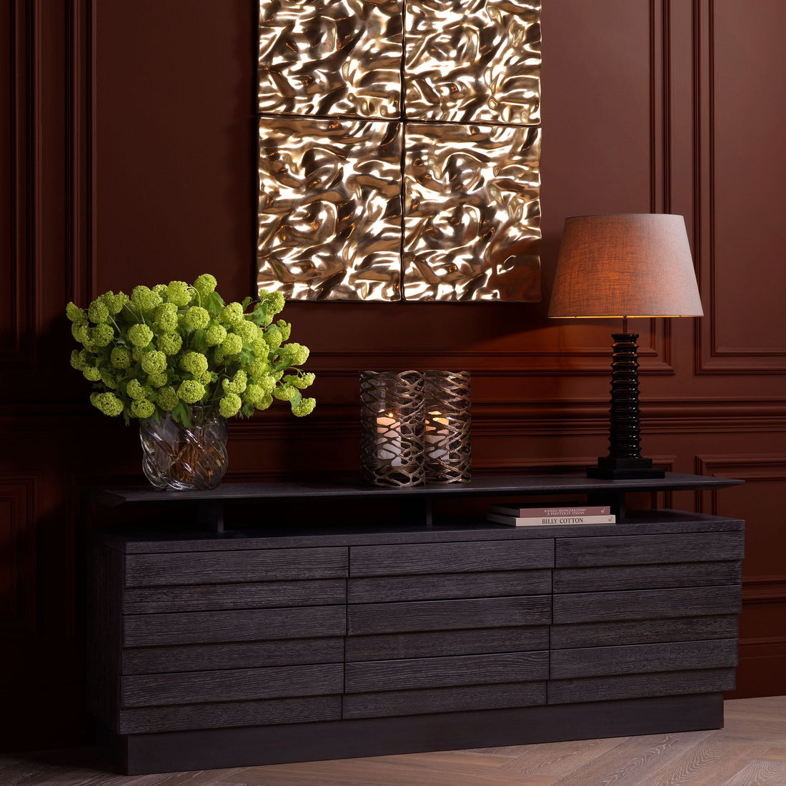 Eichholtz Kommode Quintino - Charcoal Grey Oak Veneer Sideboard Eichholtz