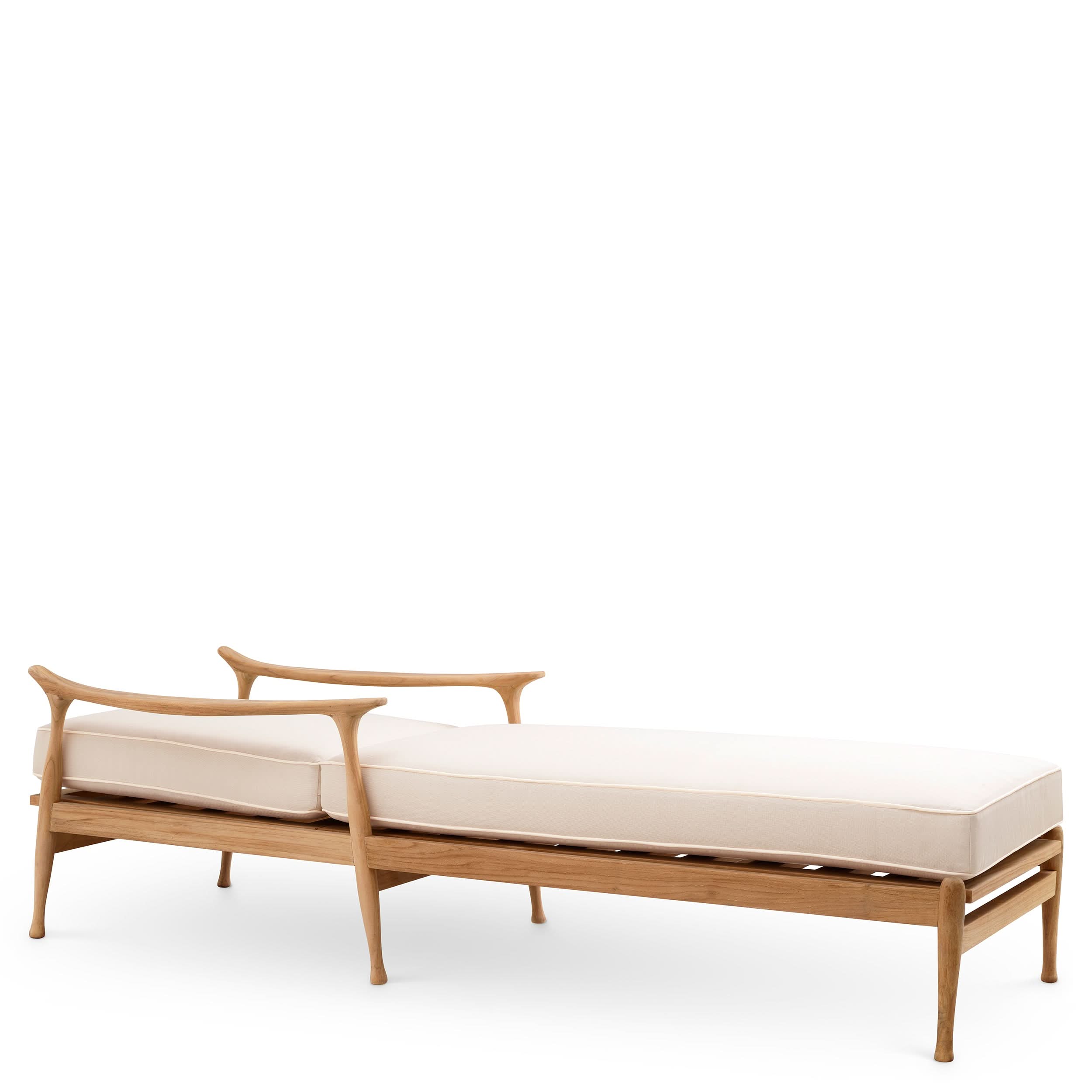 Eichholtz Outdoor Daybed Manzo – Natural Teak | Flores Off-White Outdoor Liege Eichholtz