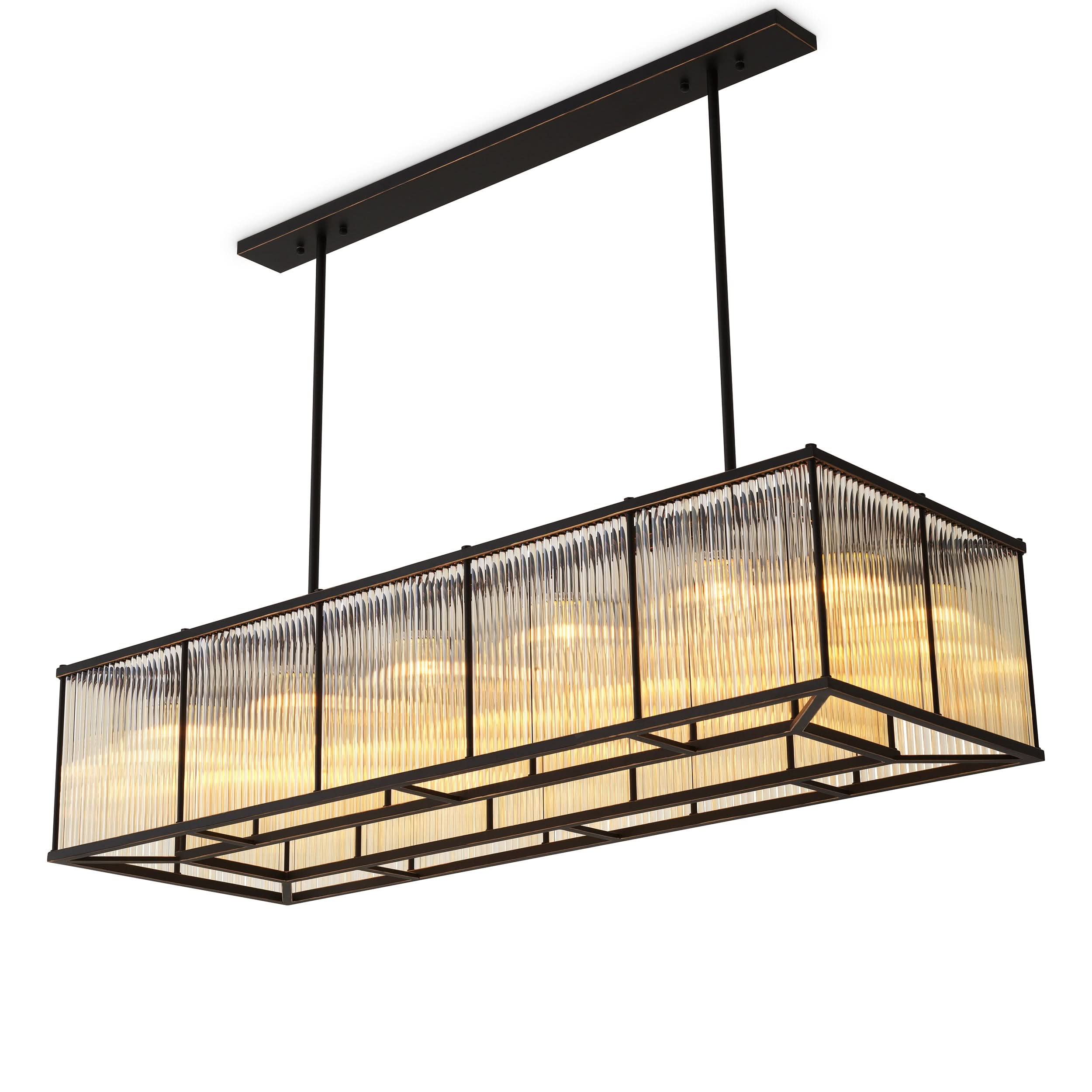 Eichholtz Kronleuchter Bernardi Rectangular – Bronze-Highlight-Finish | Vintage-Glas Kronleuchter Eichholtz