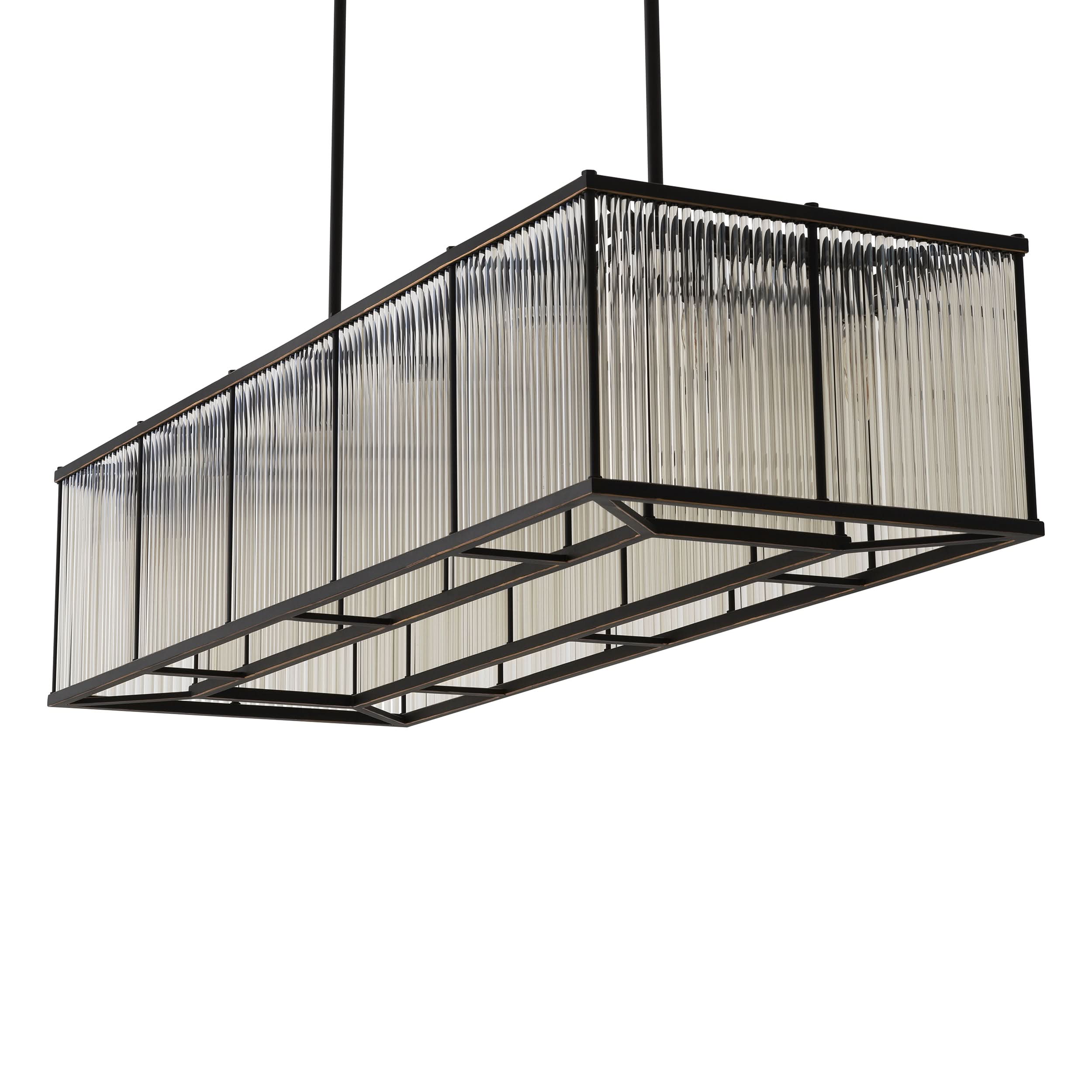 Eichholtz Kronleuchter Bernardi Rectangular – Bronze-Highlight-Finish | Vintage-Glas Kronleuchter Eichholtz
