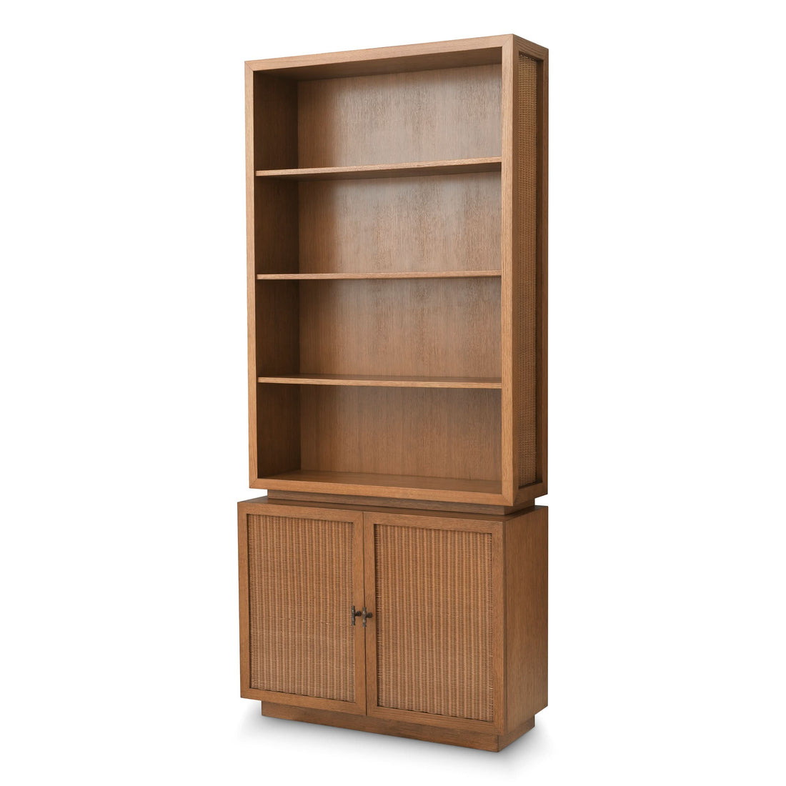 Eichholtz Kabinett Borchard - Caramel Oak Veneer | Woven Rattan | Bronze Finish Offenes Regal Eichholtz