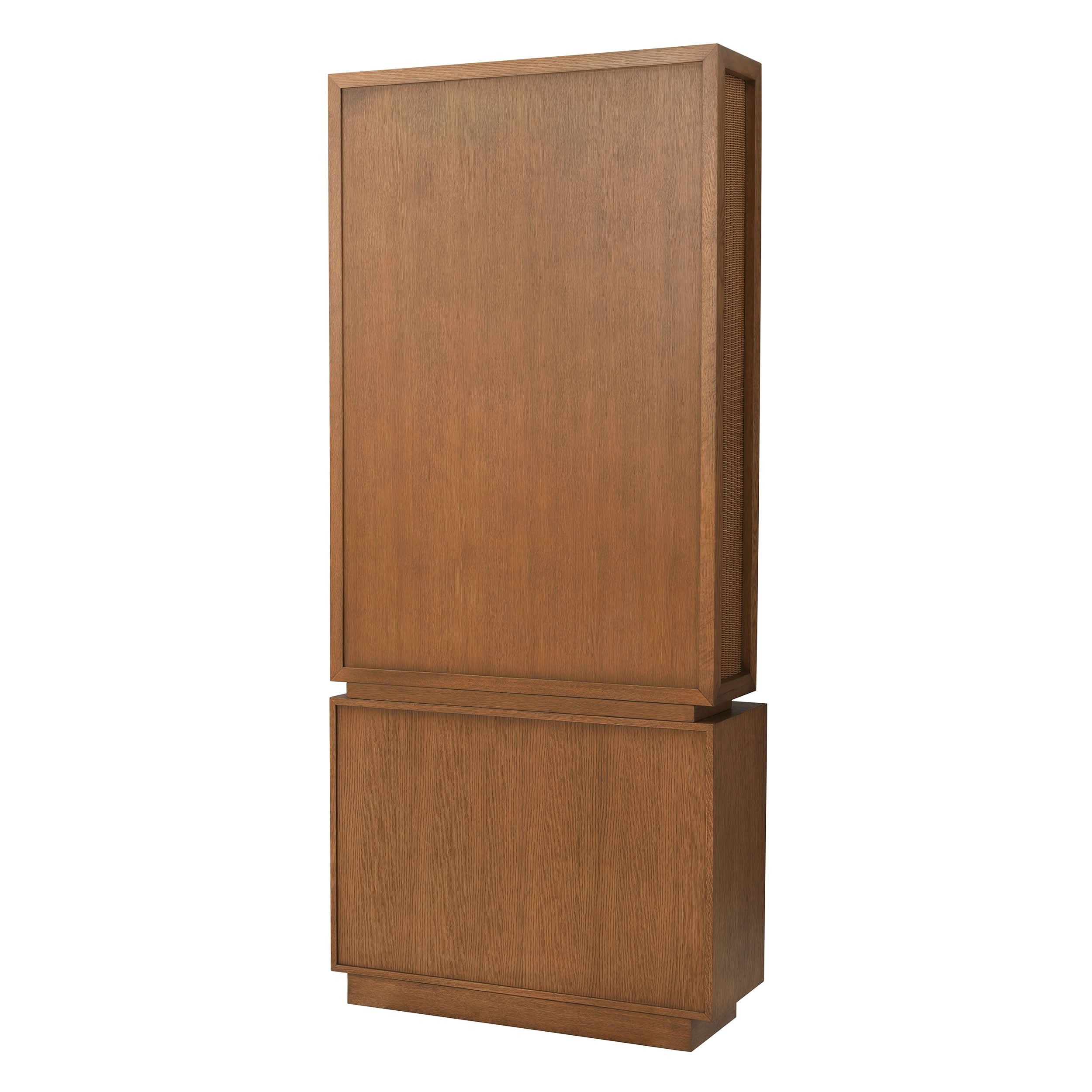 Eichholtz Kabinett Borchard - Caramel Oak Veneer | Woven Rattan | Bronze Finish Offenes Regal Eichholtz