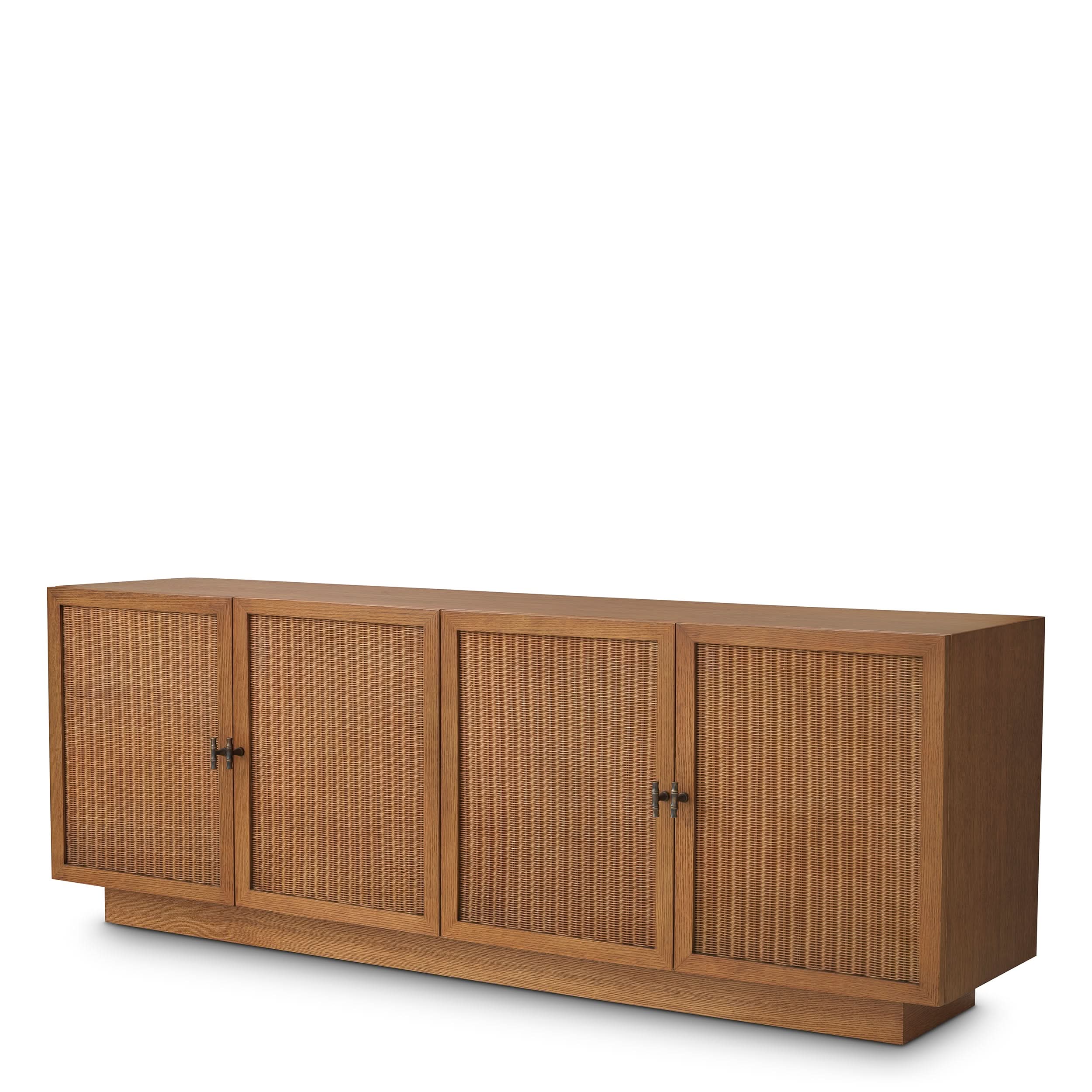 Eichholtz Anrichte Borchard - Caramel Oak Veneer | Woven Rattan | Bronze Finish Sideboard Eichholtz