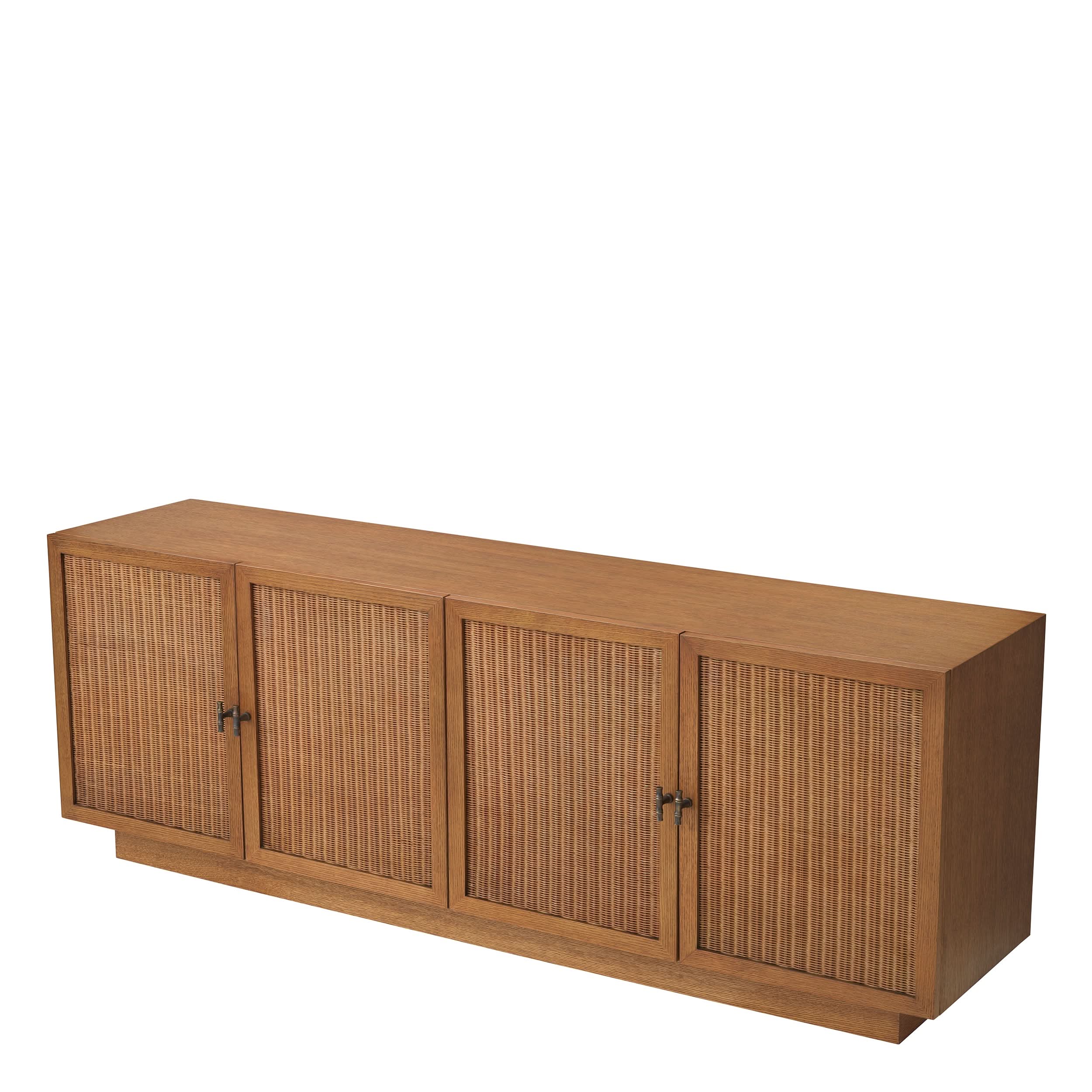 Eichholtz Anrichte Borchard - Caramel Oak Veneer | Woven Rattan | Bronze Finish Sideboard Eichholtz