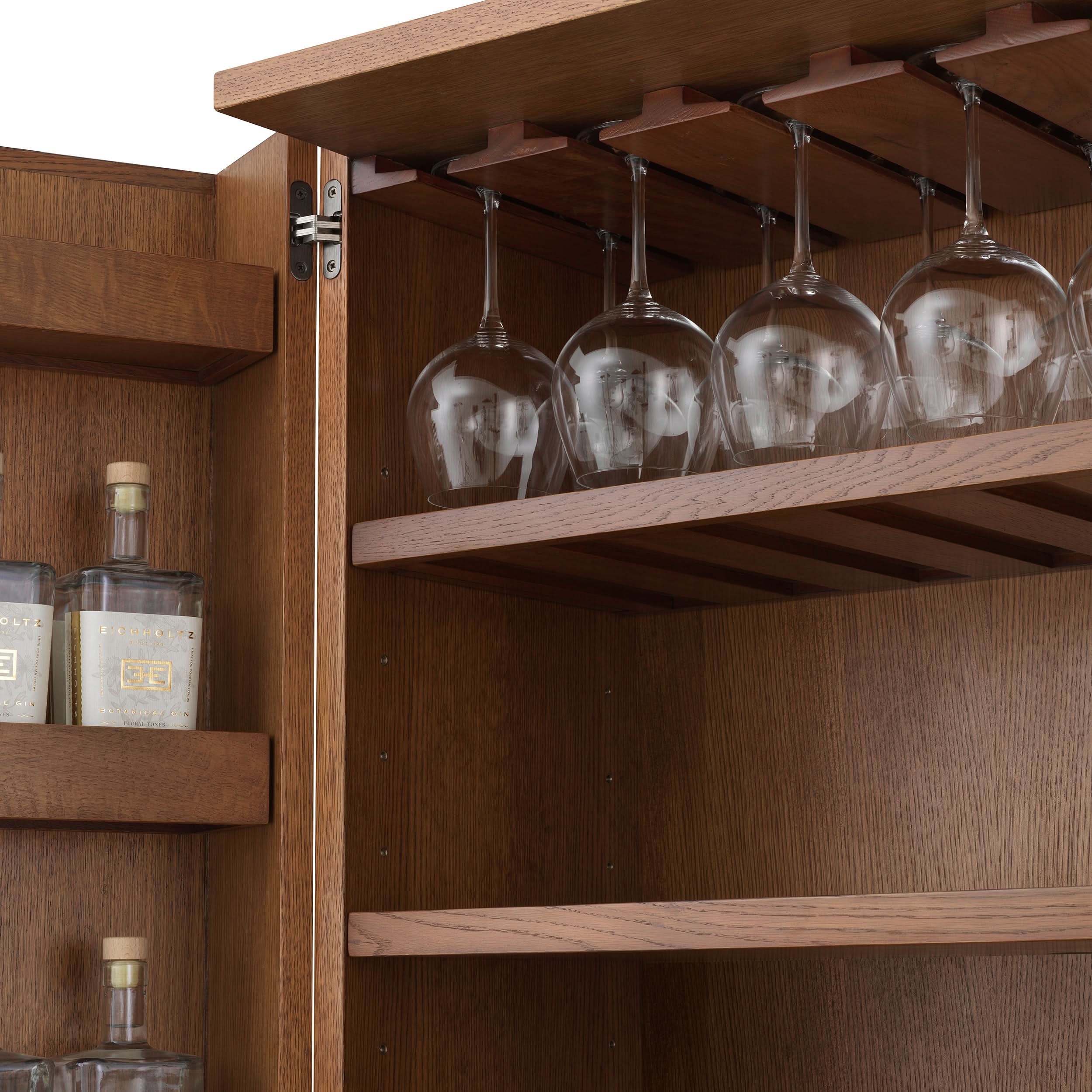 Eichholtz Bar Cabinet Borchard - Caramel Oak Veneer | Woven Rattan | Bronze Finish Barschrank Eichholtz