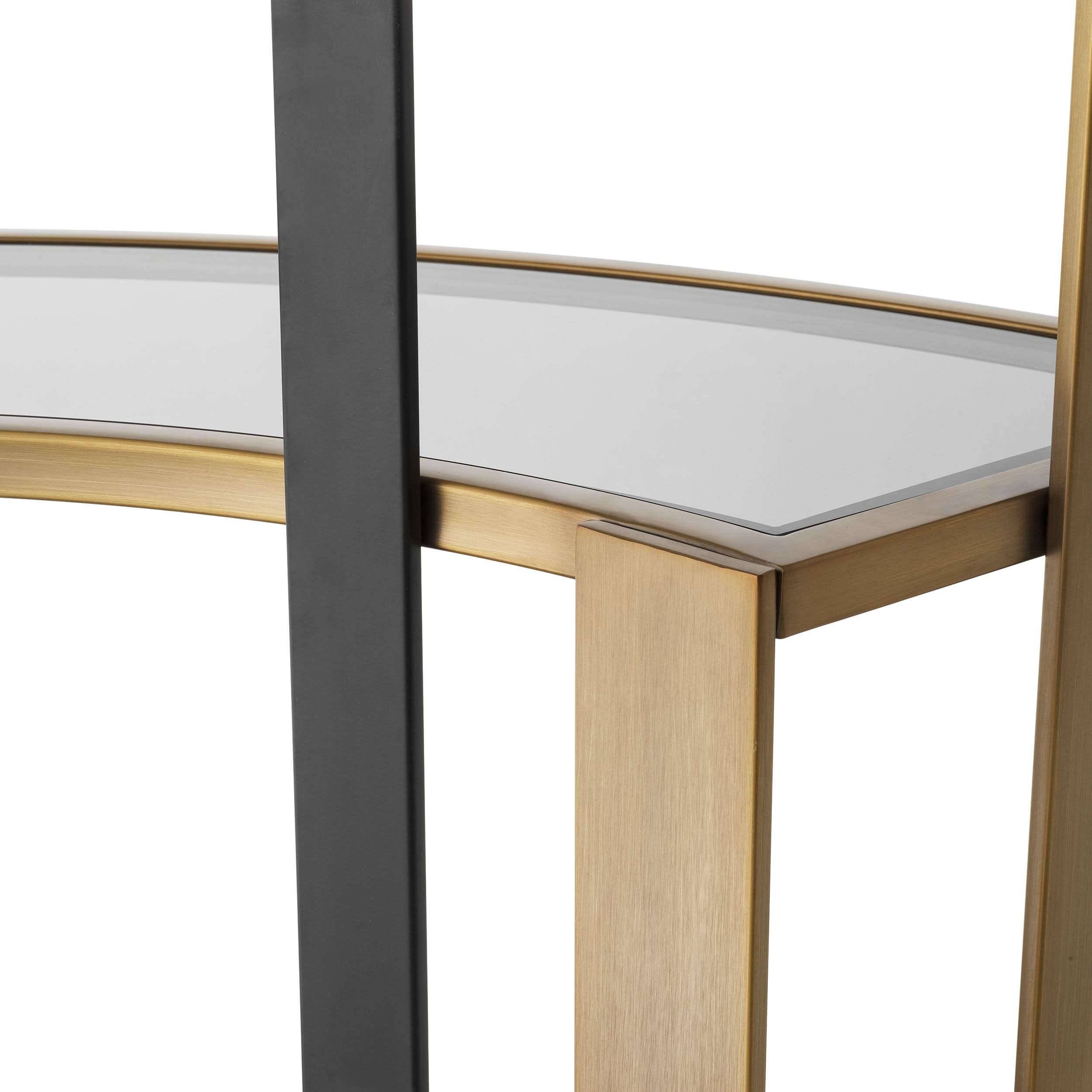 Eichholtz – Kabinett Clio Corner (Brushed Brass | Smoke Glass) Offenes Regal Eichholtz