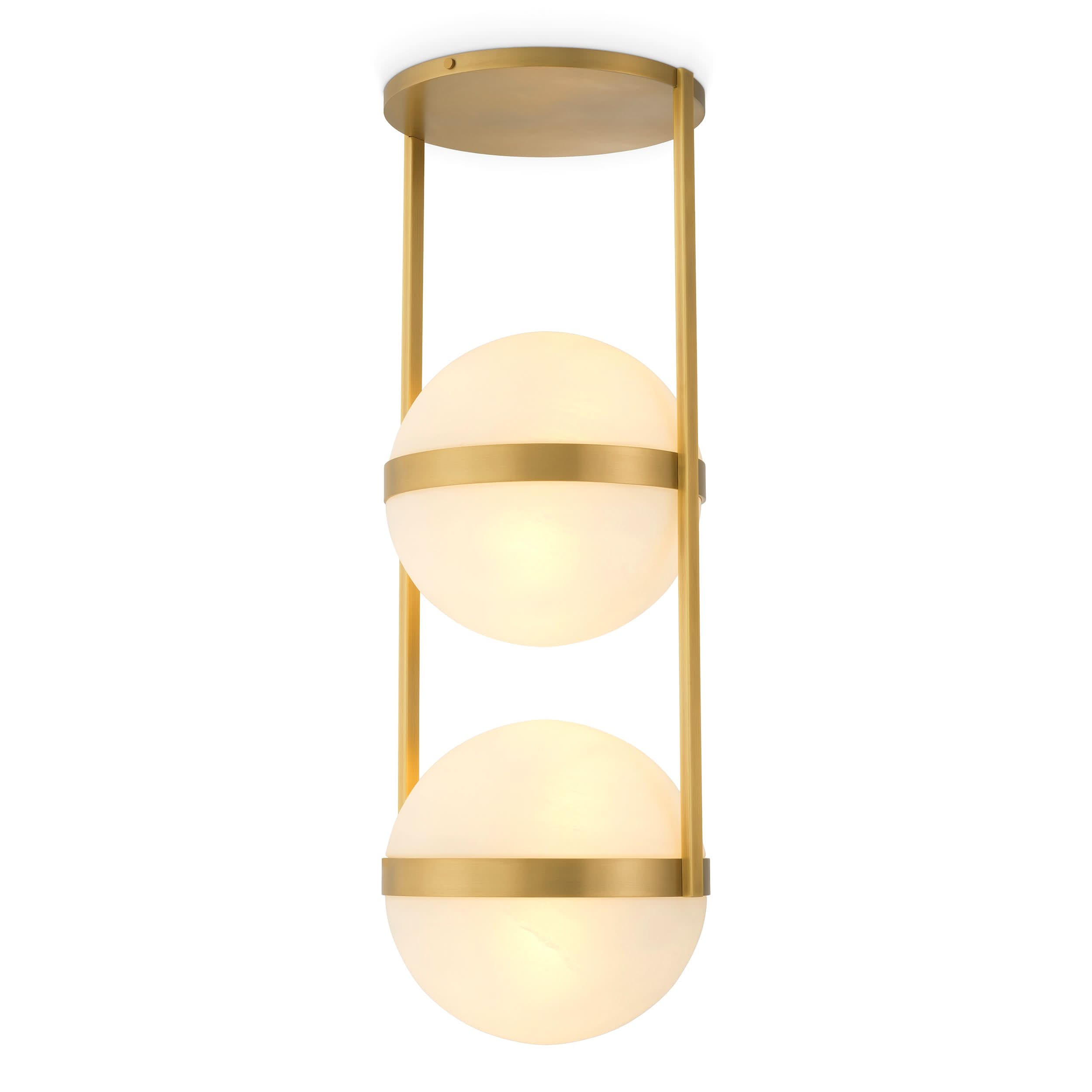 Eichholtz Deckenleuchte Dover – Antikmessing-Finish | Weißes Glas Deckenlampe Eichholtz